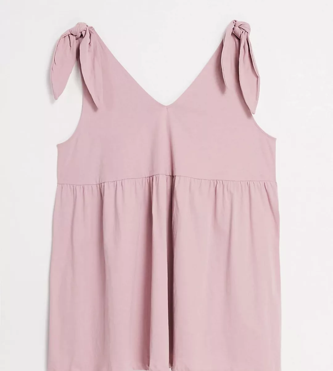 ASOS DESIGN Curve – Mini-Hängerkleid in Rosé mit Schulterschnürung-Rosa günstig online kaufen