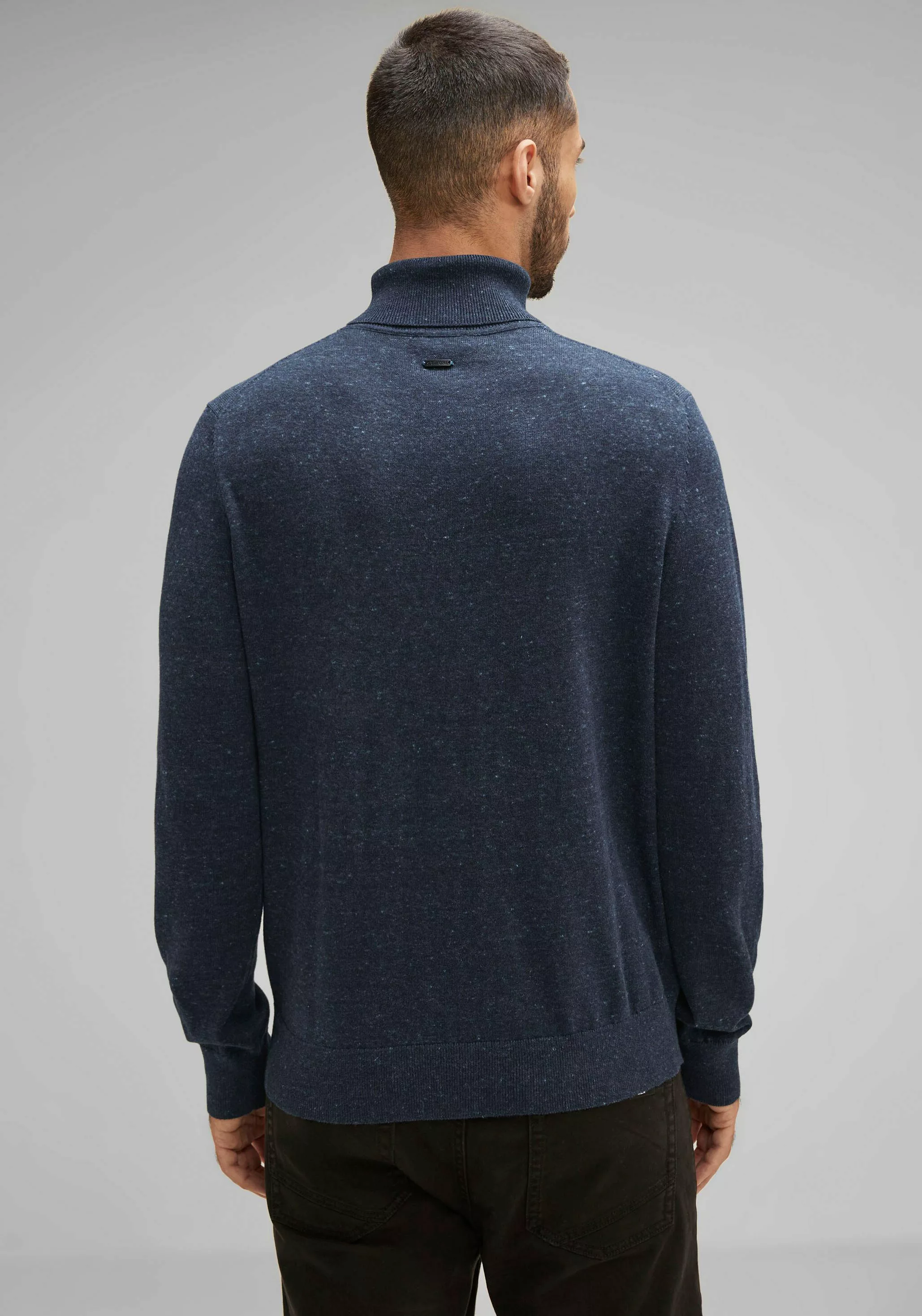 STREET ONE MEN Rollkragenpullover in melierter Optik günstig online kaufen