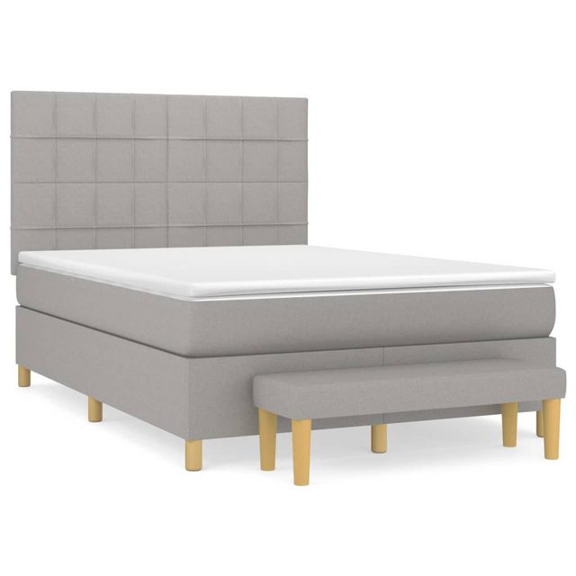 vidaXL Boxspringbett Boxspringbett mit Matratze und Fusshocker Stoff (140 x günstig online kaufen