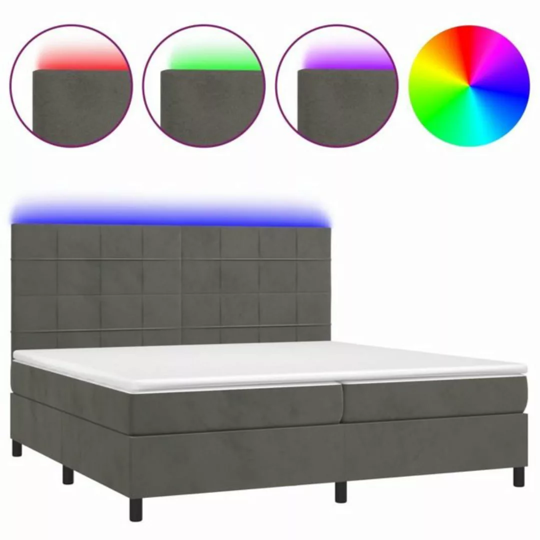 vidaXL Boxspringbett Boxspringbett mit Matratze LED Dunkelgrau 200x200 cm S günstig online kaufen