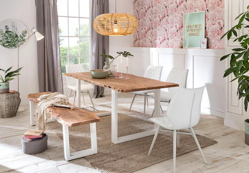 Home affaire Esstisch "Manhattan", mit Baumkantenoptik und Gestell U-Form a günstig online kaufen
