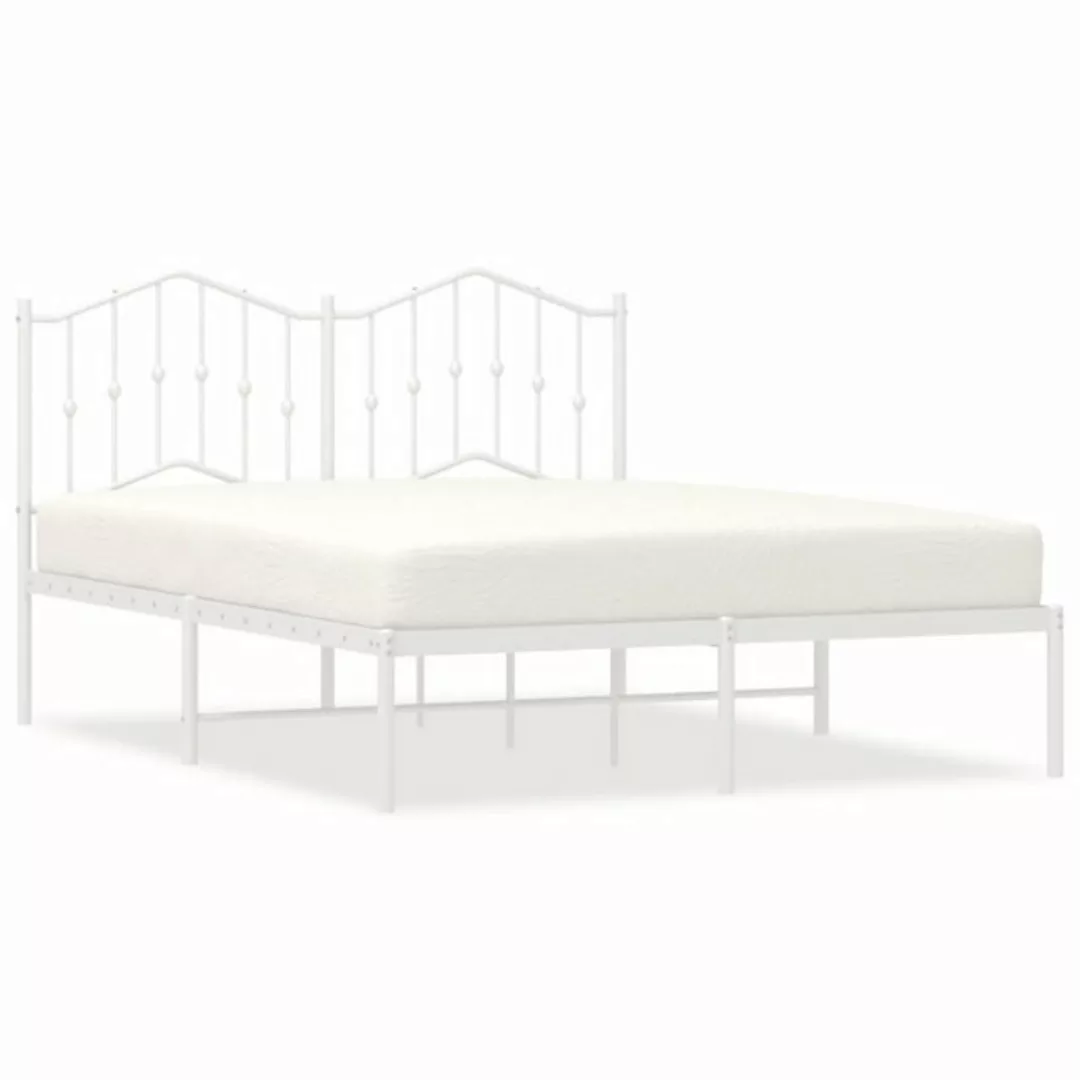 furnicato Bett Bettgestell mit Kopfteil Metall Weiß 140x200 cm günstig online kaufen