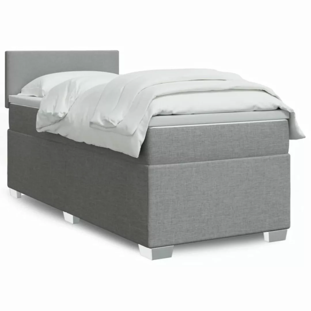 vidaXL Boxspringbett, Boxspringbett mit Matratze Hellgrau 100x200 cm Stoff günstig online kaufen