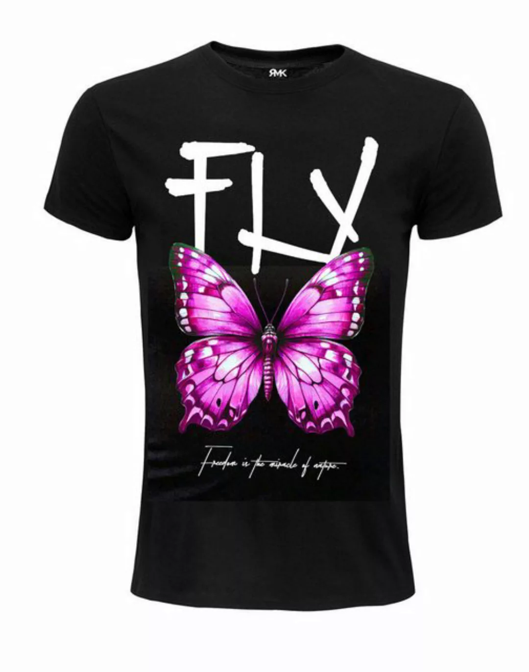 RMK T-Shirt Damen Shirt kurzarm Rundhalsausschnitt Butterfly 100% Baumwolle günstig online kaufen