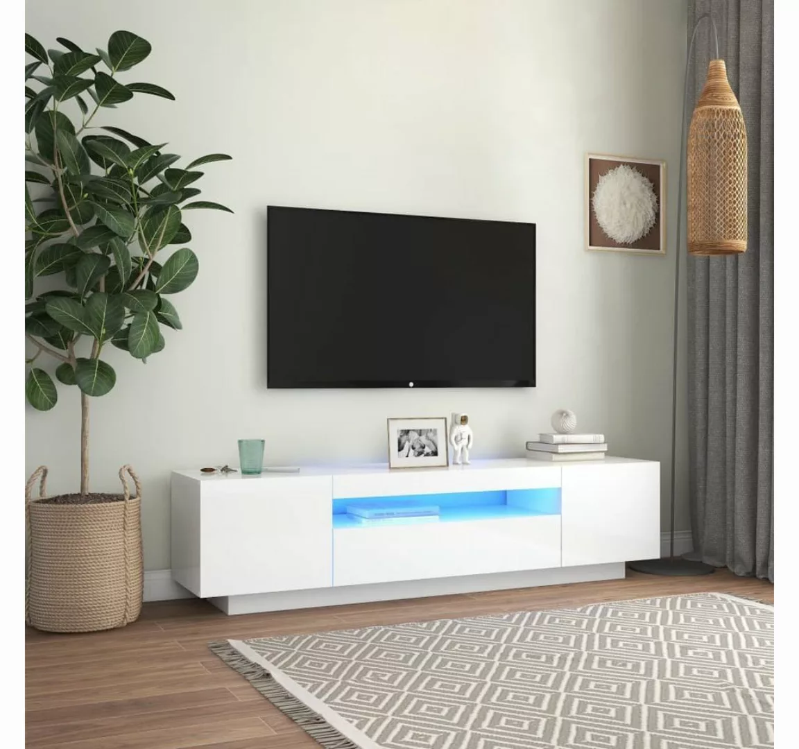 vidaXL TV-Schrank TV-Schrank mit LED-Leuchten Hochglanz-Weiß 160x35x40 cm L günstig online kaufen