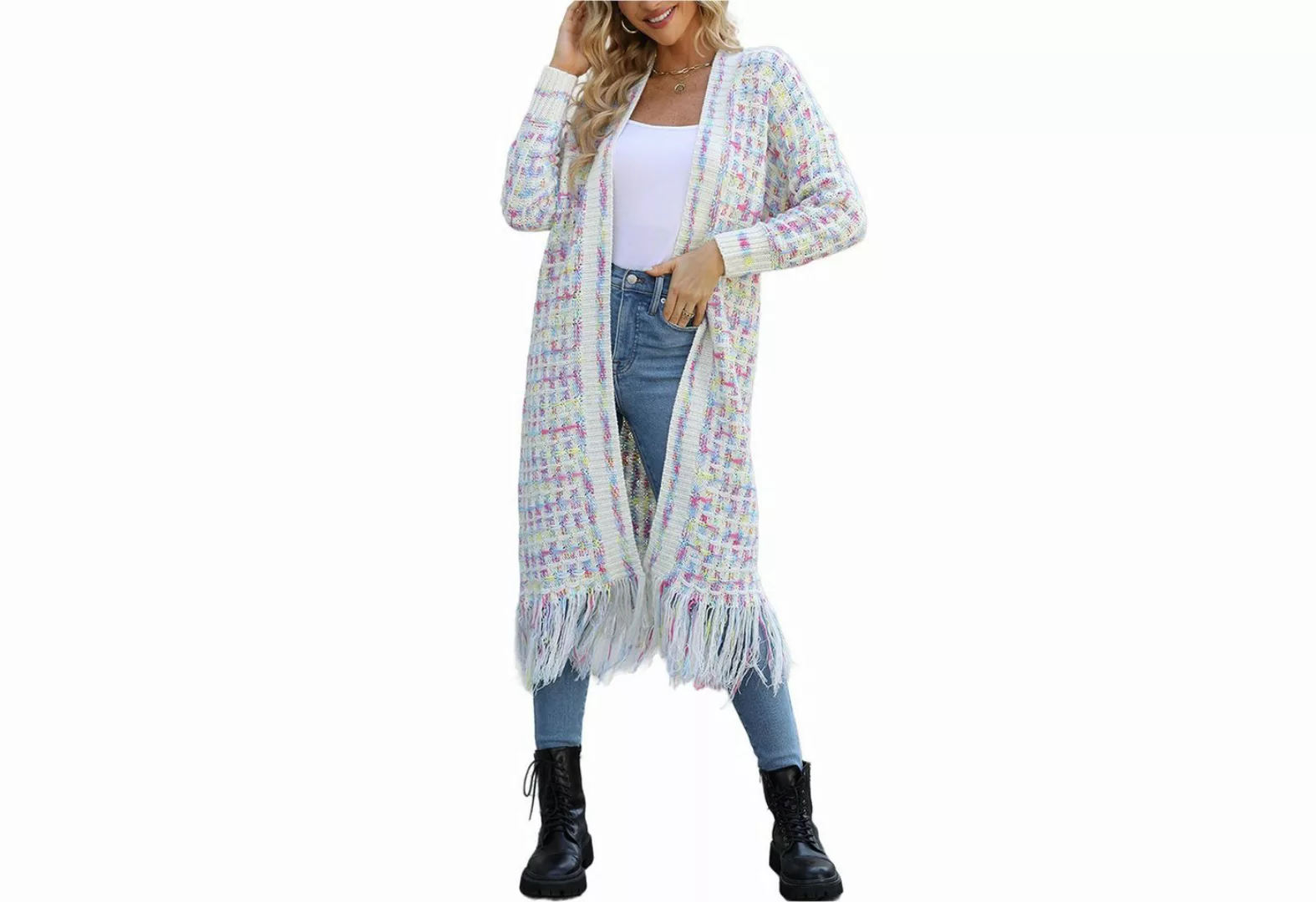 Zoclack Strickjacke Strickjacke Lang Geschnitten Boho-Cardigan für Damen Qu günstig online kaufen