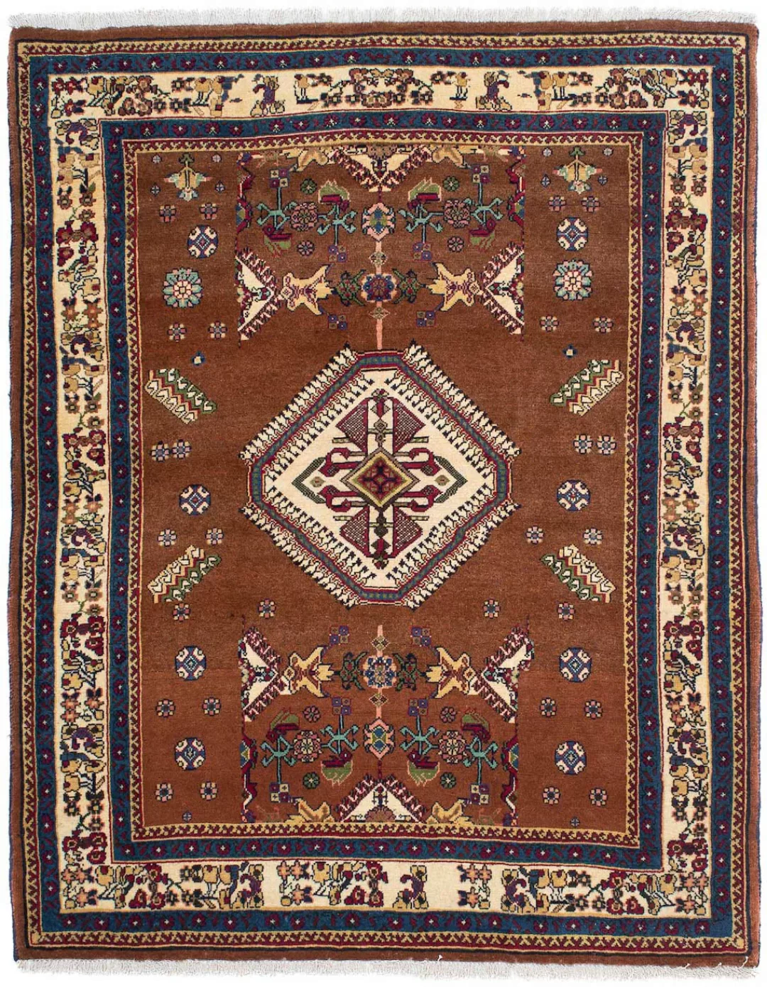 morgenland Wollteppich »Shiraz Medaillon Marrone 158 x 120 cm«, rechteckig, günstig online kaufen