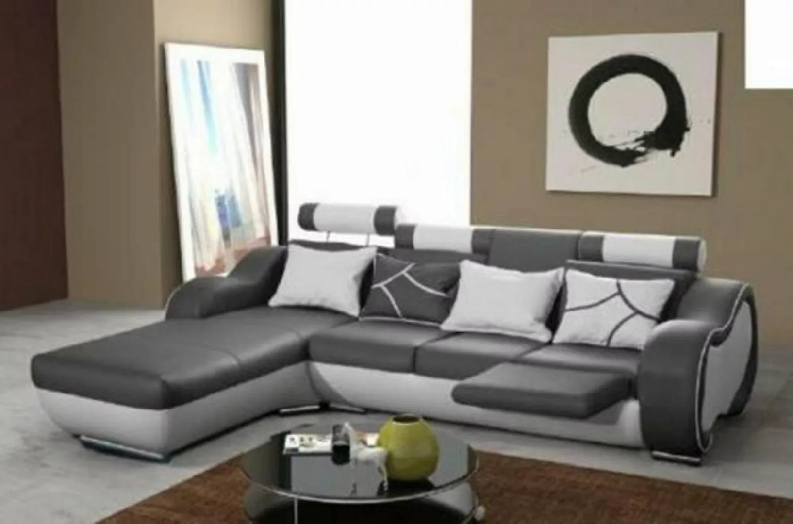 JVmoebel Ecksofa Designer Ledersofa Sofa Couch Fußstütze Barfunktion Leder günstig online kaufen