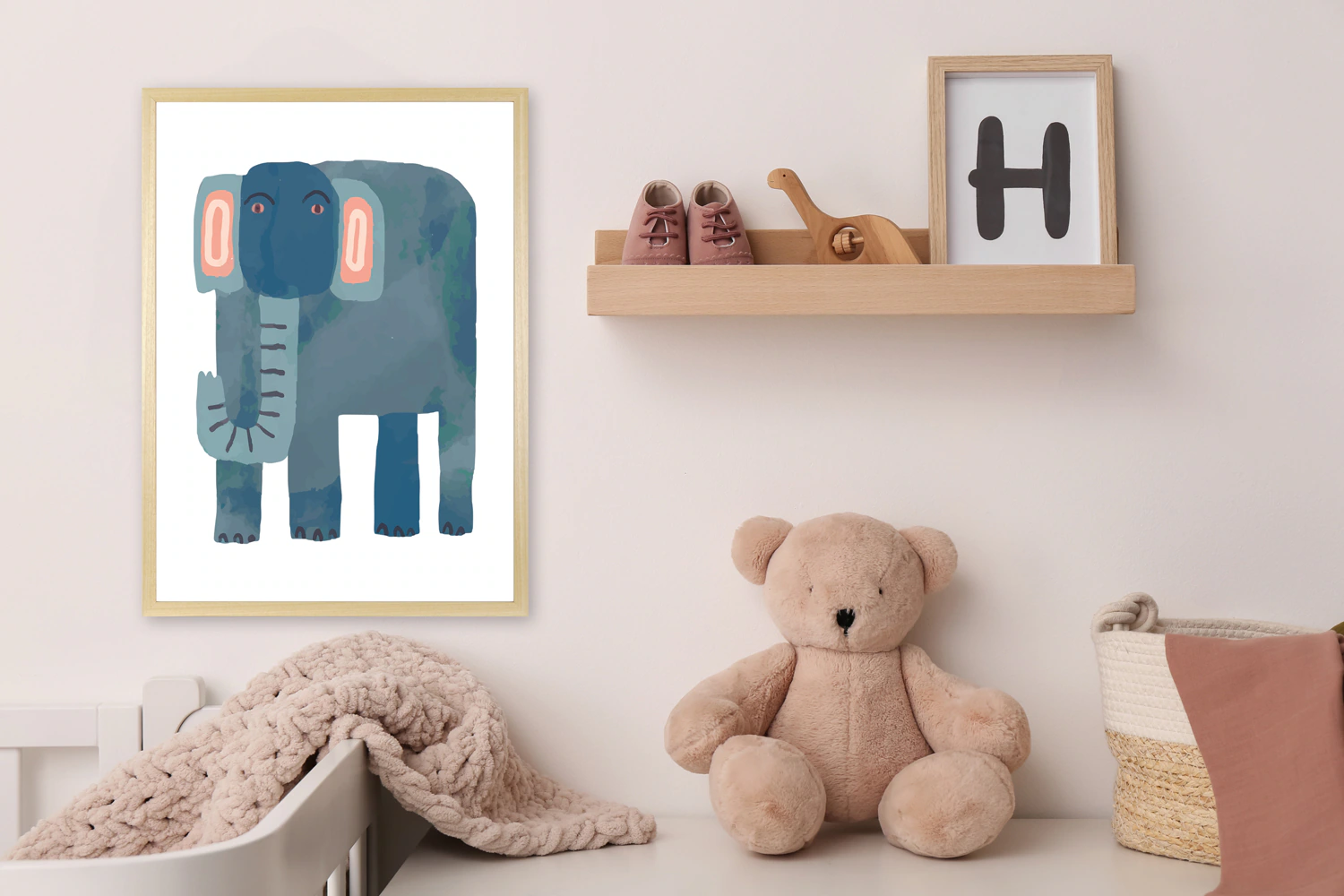 queence Bild mit Rahmen "Blauer Elefant", Elefant-Elefanten-Elefanten Bilde günstig online kaufen
