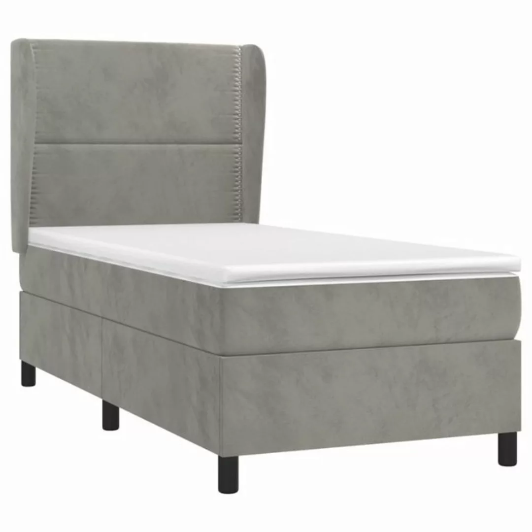 vidaXL Boxspringbett Boxspringbett mit Matratze Hellgrau 80x200 cm Samt Bet günstig online kaufen