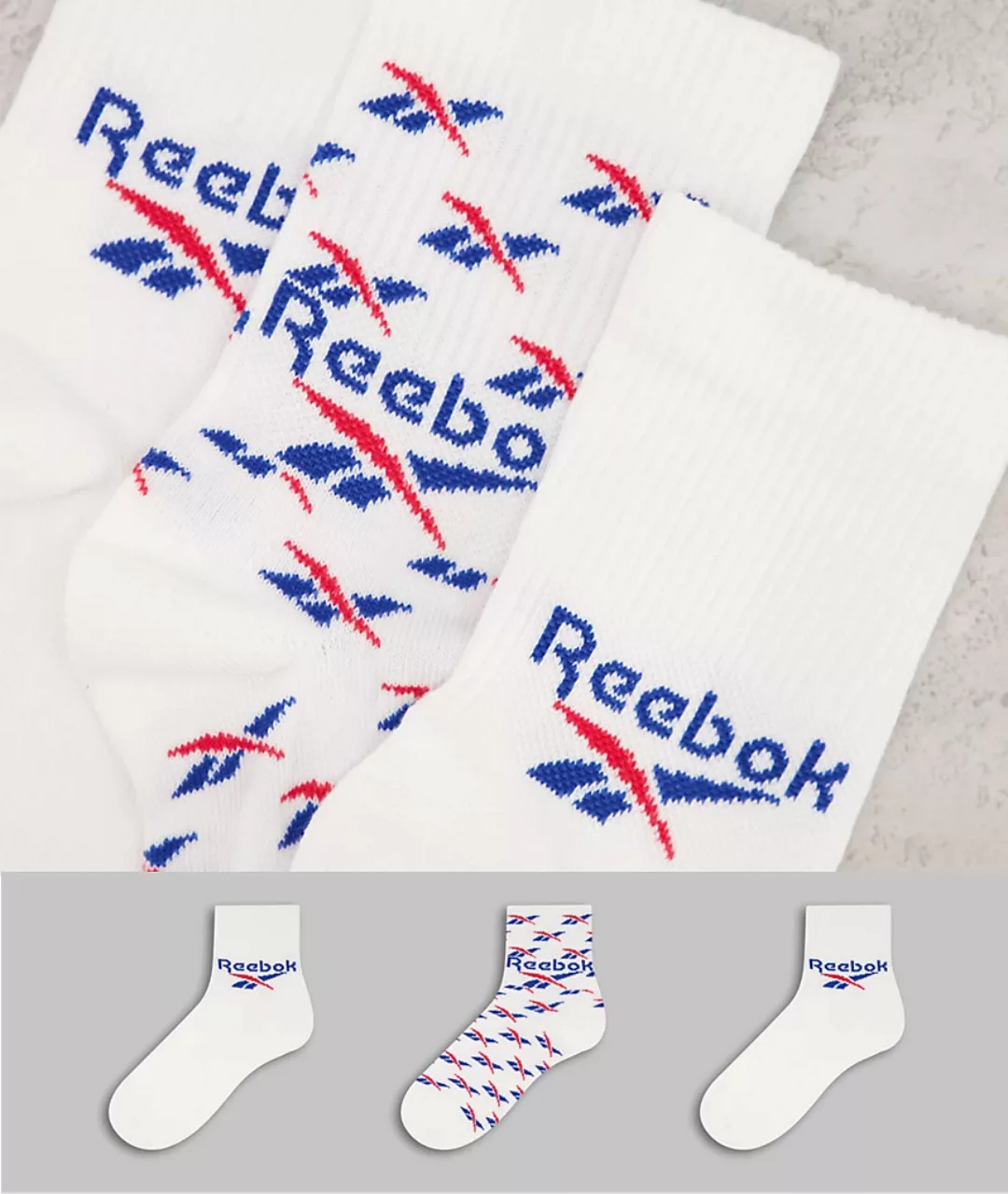 Reebok Classics Fo Crew Socken 3 Paare EU 43-45 White / Vector Blue / Vecto günstig online kaufen