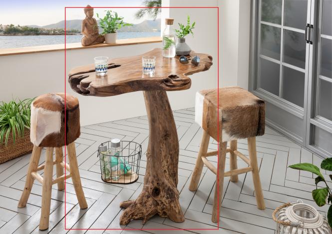 Bartisch ca. 75 cm hoch ROOT Teak Holz Braun günstig online kaufen