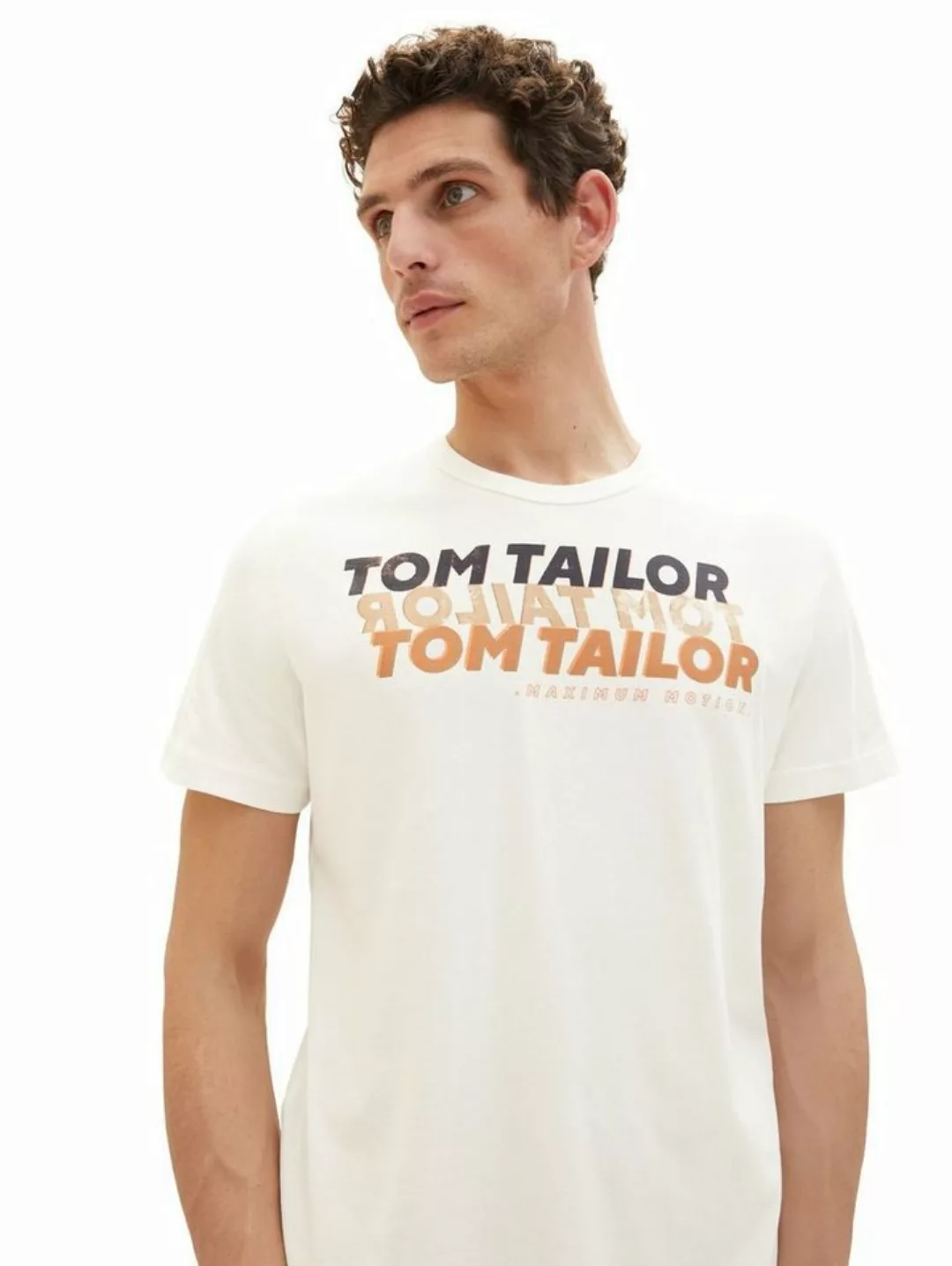 TOM TAILOR T-Shirt WORDING LOGO (1-tlg) aus Baumwolle günstig online kaufen