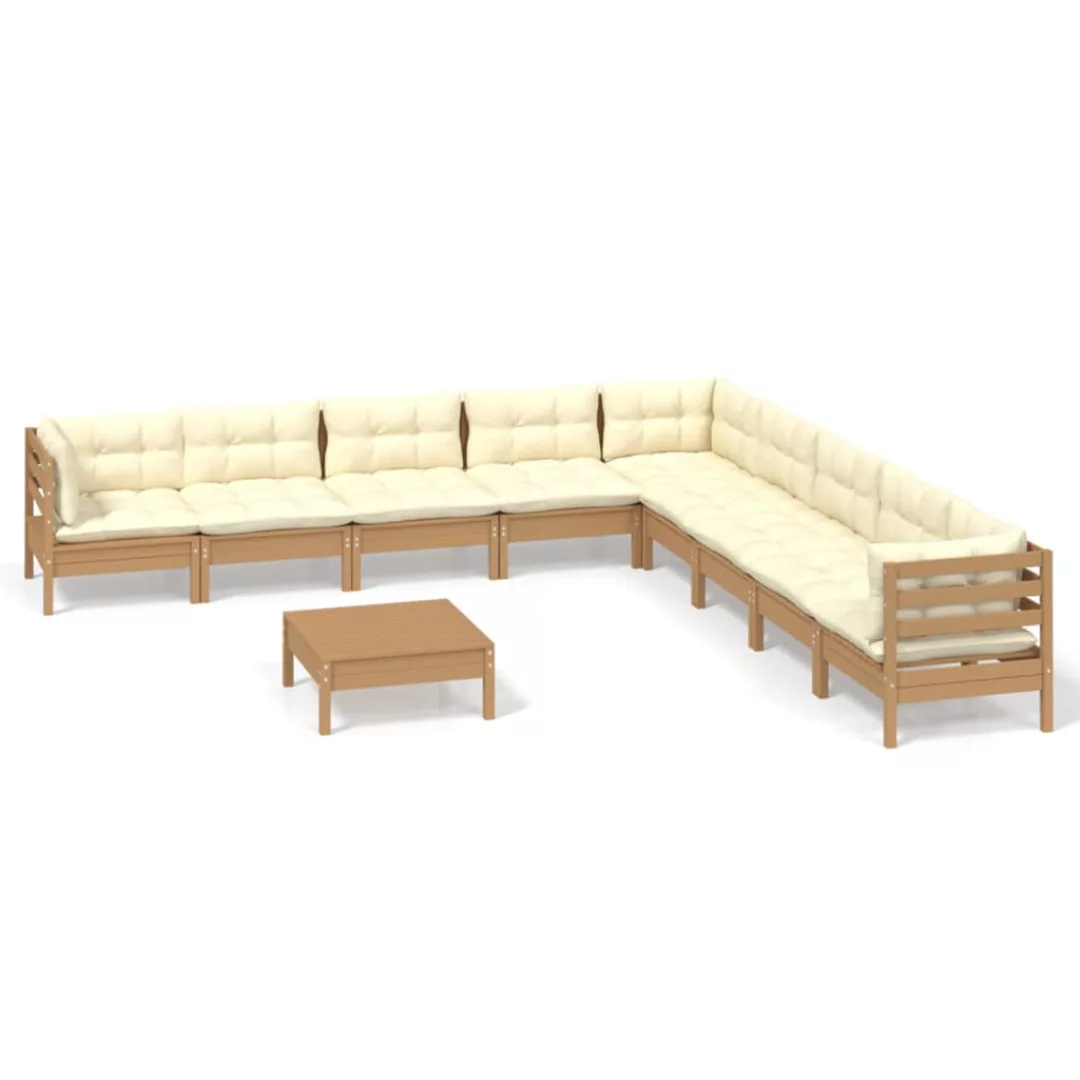 10-tlg. Garten-lounge-set Mit Kissen Honigbraun Kiefernholz günstig online kaufen