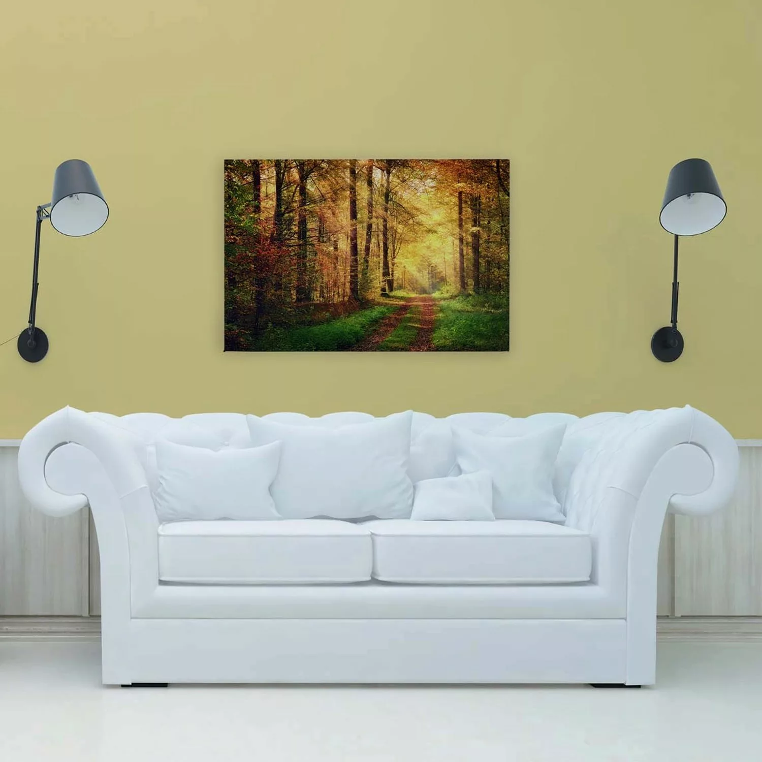 Bricoflor Wald Sonne Bild In 120 X 80 Cm Herbstwald Leinwand Romantisch Für günstig online kaufen