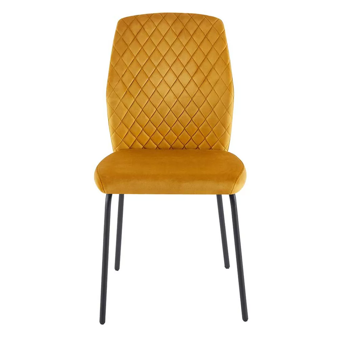 Stuhl Set Samt Gelb in modernem Design 50 cm Sitzhöhe (2er Set) günstig online kaufen
