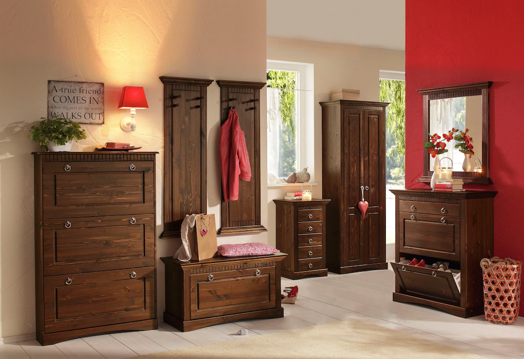 Home affaire Kommode "Rustic", Breite 48cm, aus massiver Kiefer, 5 Schublad günstig online kaufen