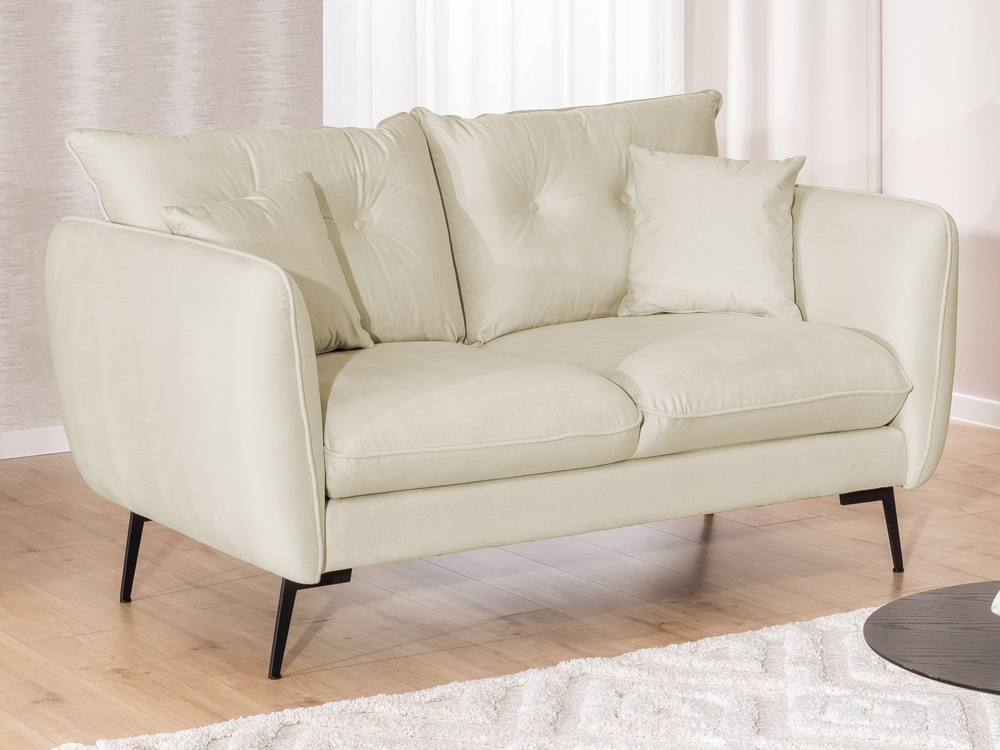 S-Style Möbel 2-Sitzer Sofa Nordloft aus Samt-Stoff mit Hohen Schwarzen Met günstig online kaufen