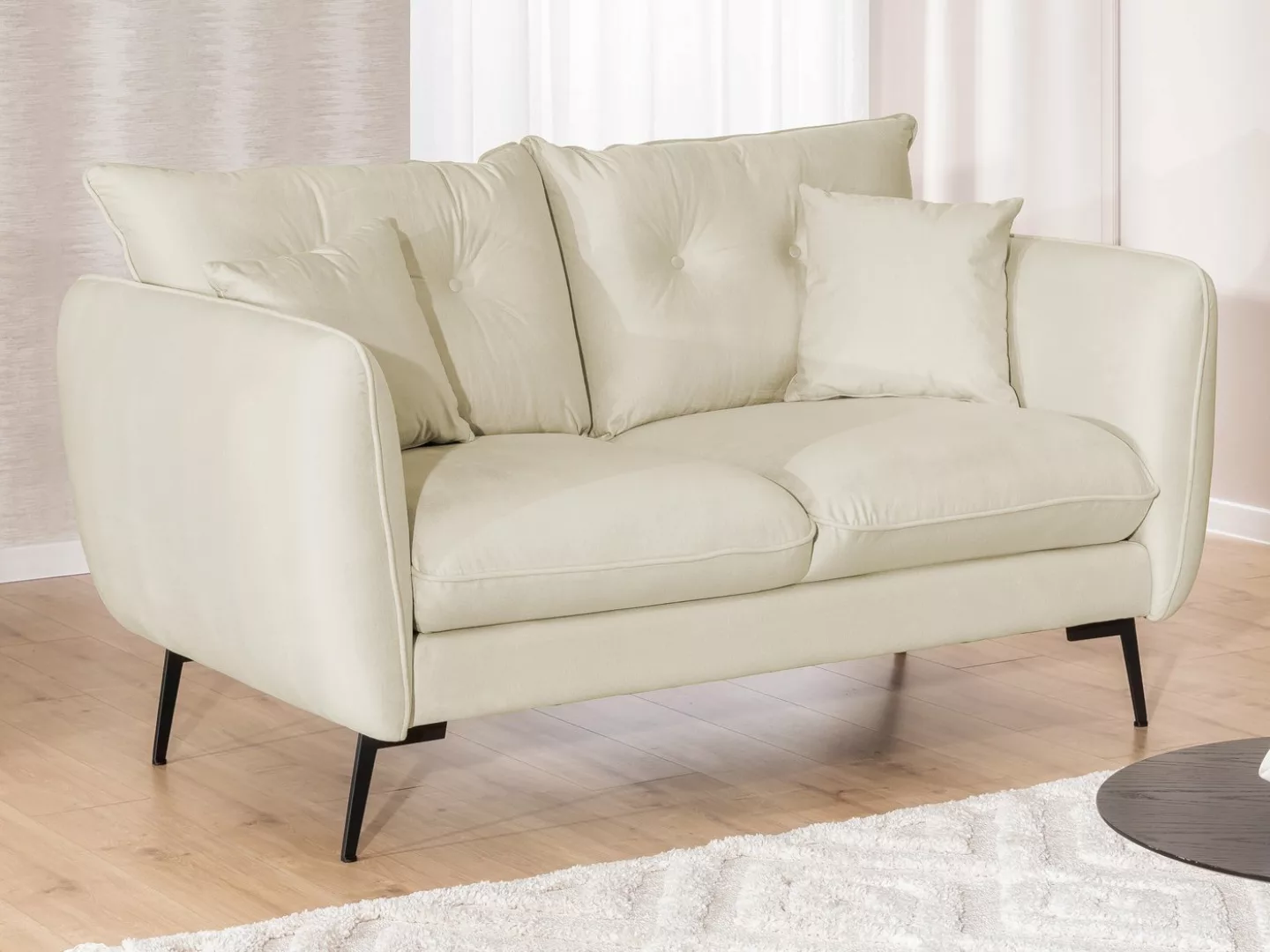 S-Style Möbel 2-Sitzer Sofa Nordloft aus Samt-Stoff mit Hohen Schwarzen Met günstig online kaufen