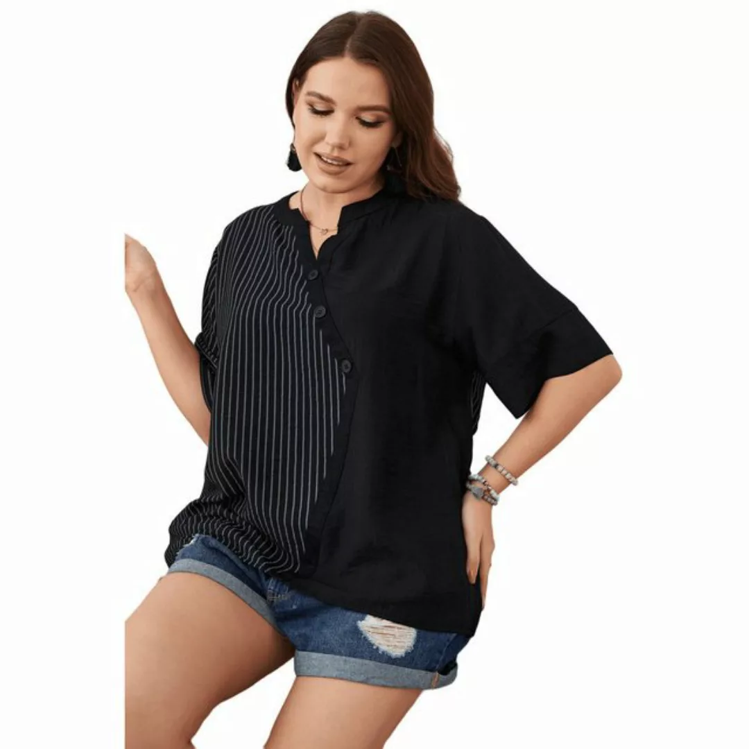 YRIIOMO T-Shirt Mode Plus Size Damen Streifen Kurzarm T-Shirt Oberteil günstig online kaufen