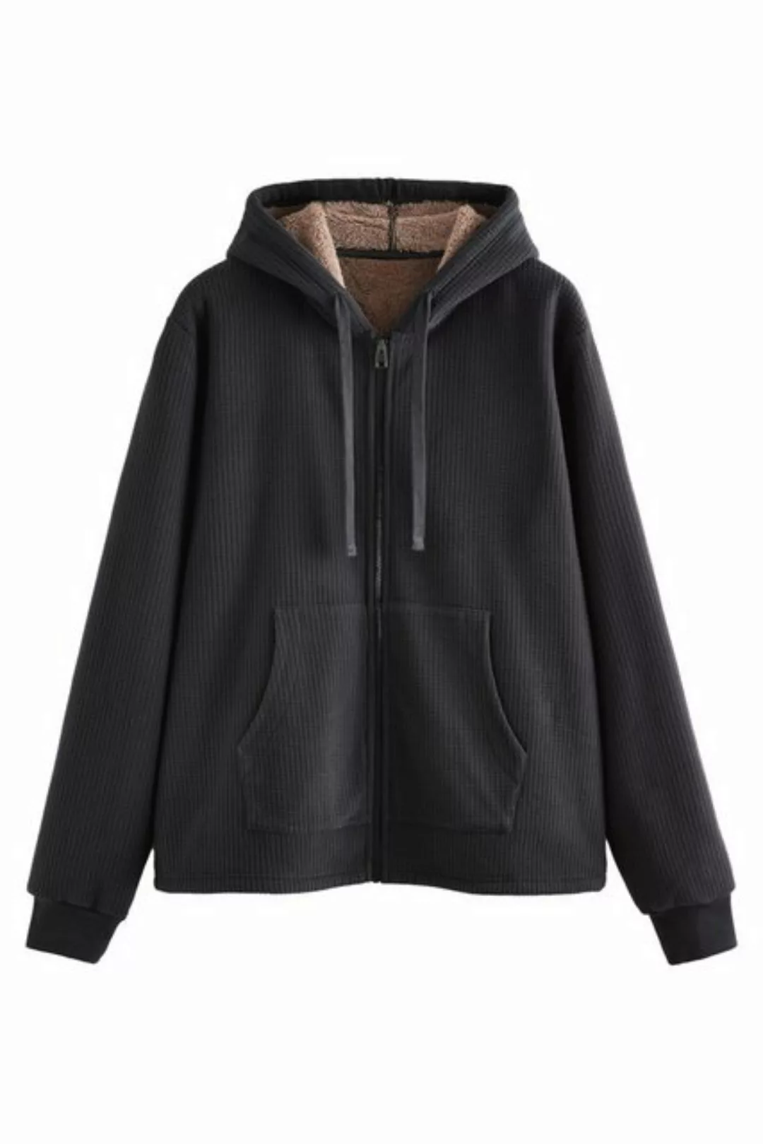 Next Kapuzenfleecejacke Strukturierte Kapuzenjacke mit Borgfutter (1-St) günstig online kaufen