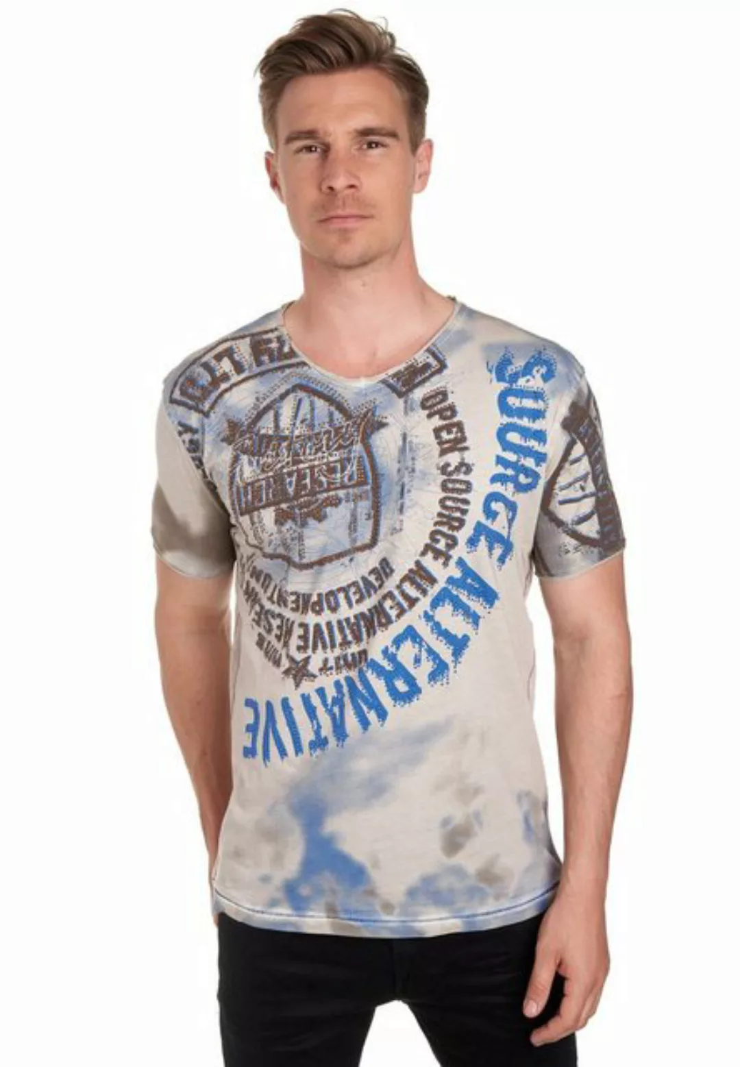 Rusty Neal T-Shirt mit Strasssteinen und Frontprint günstig online kaufen