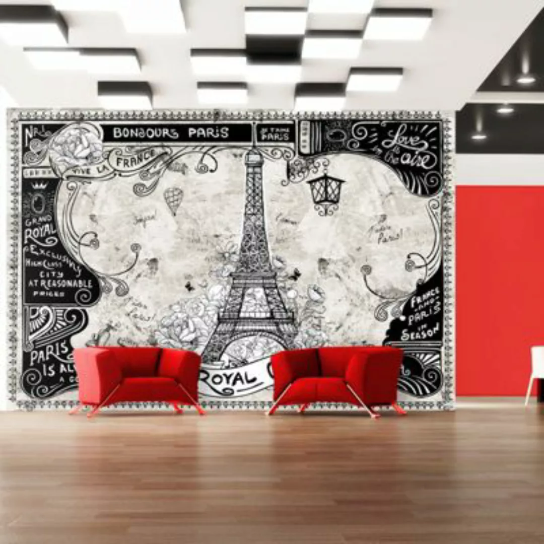 artgeist Fototapete Bonjour Paris schwarz/weiß Gr. 250 x 175 günstig online kaufen