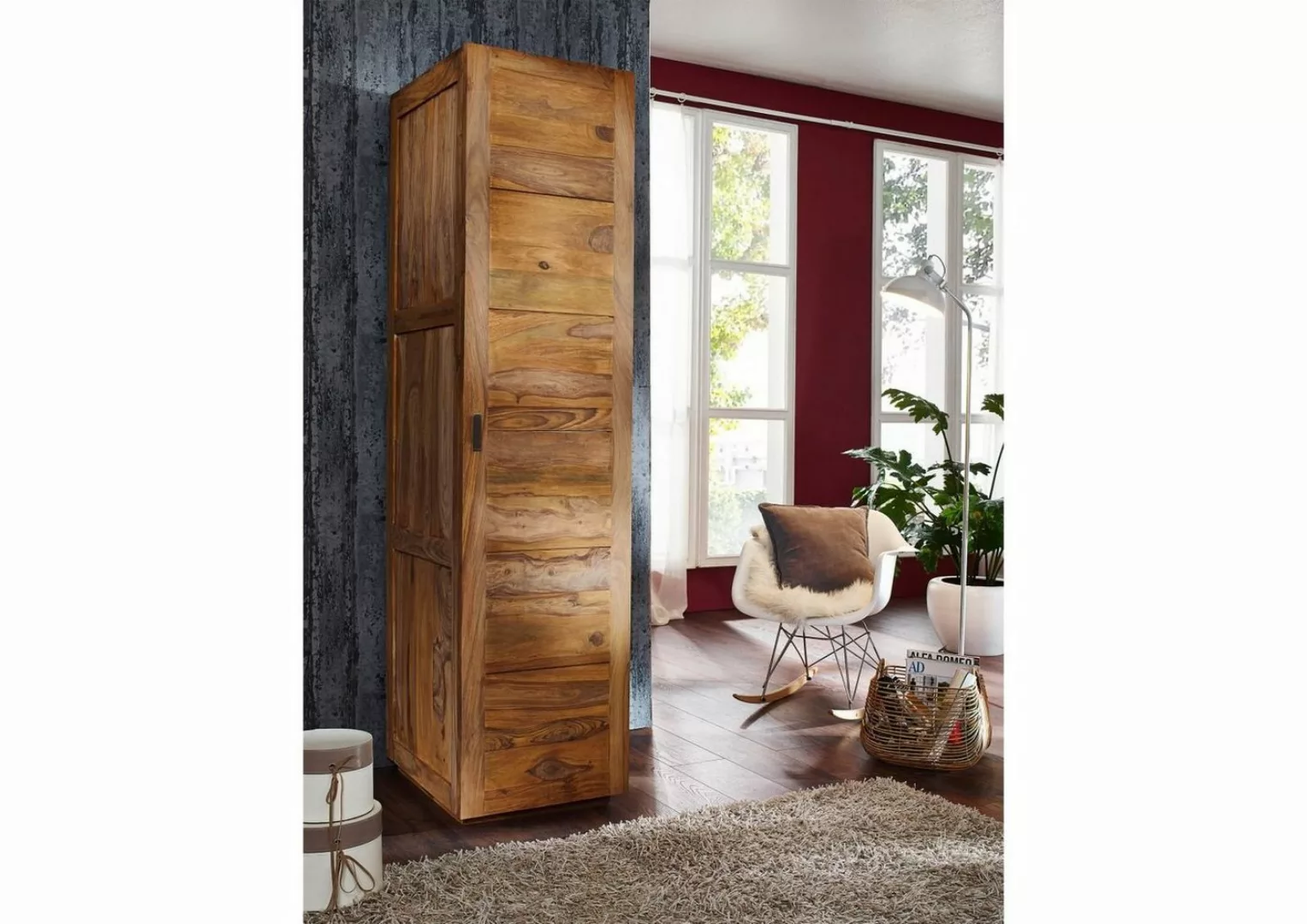 Massivmoebel24 Kleiderschrank Kleiderschrank Sheesham 48x61x200  braun geöl günstig online kaufen