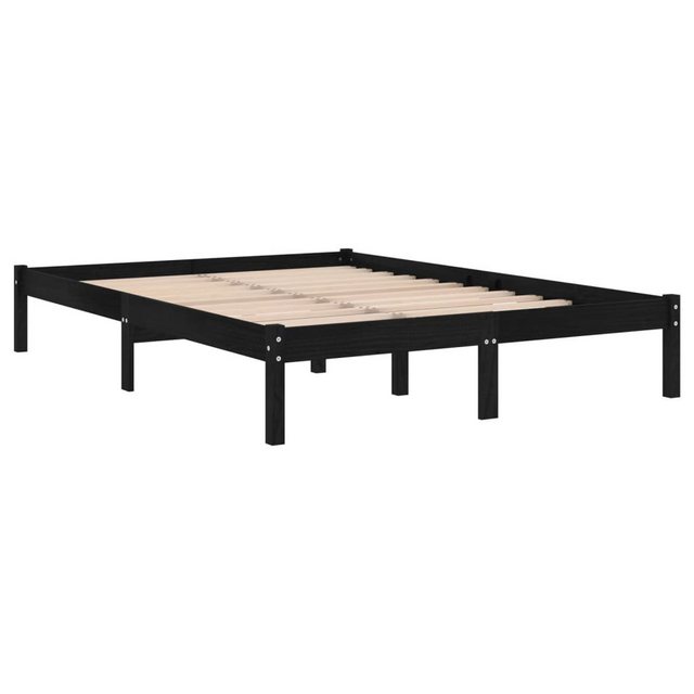 furnicato Bettgestell Massivholzbett Schwarz 135x190 cm (1-tlg) günstig online kaufen