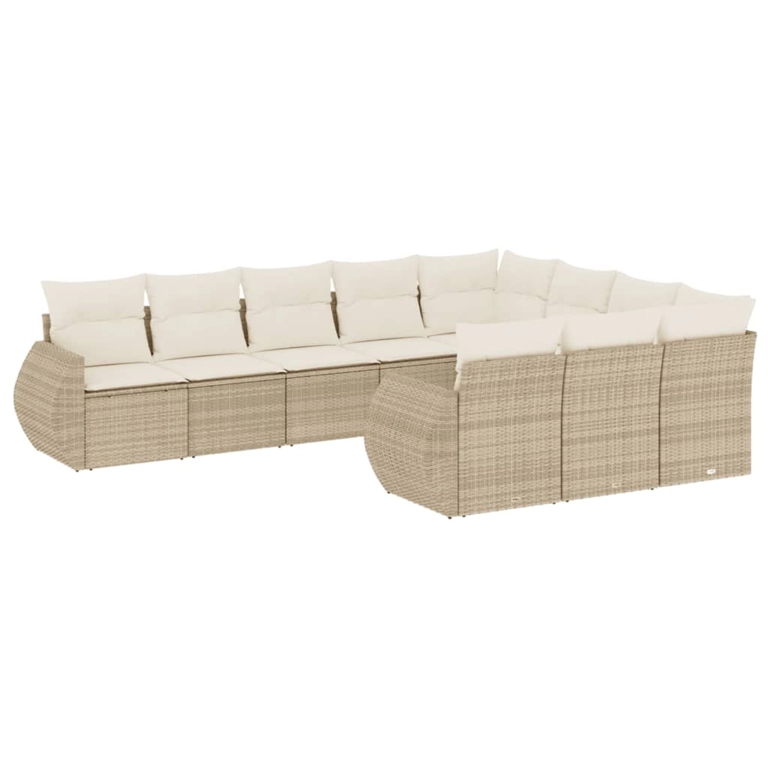 vidaXL 10-Tlg Garten-Sofagarnitur mit Kissen Beige Poly Rattan 3254225 günstig online kaufen