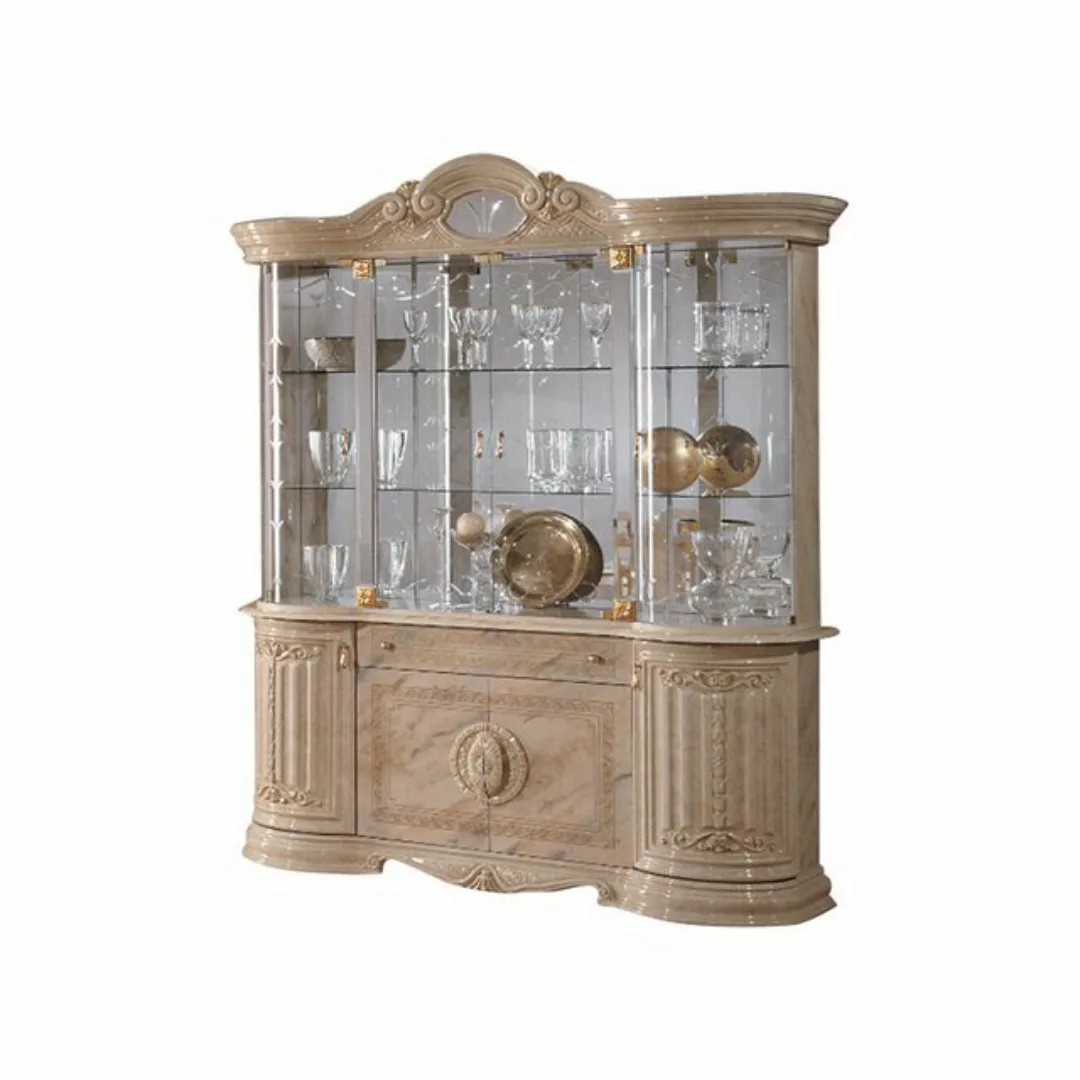 Interdesign24 Glasvitrine Bella (8-Türig, im Barock-Stil) Beige/Gold Hochgl günstig online kaufen