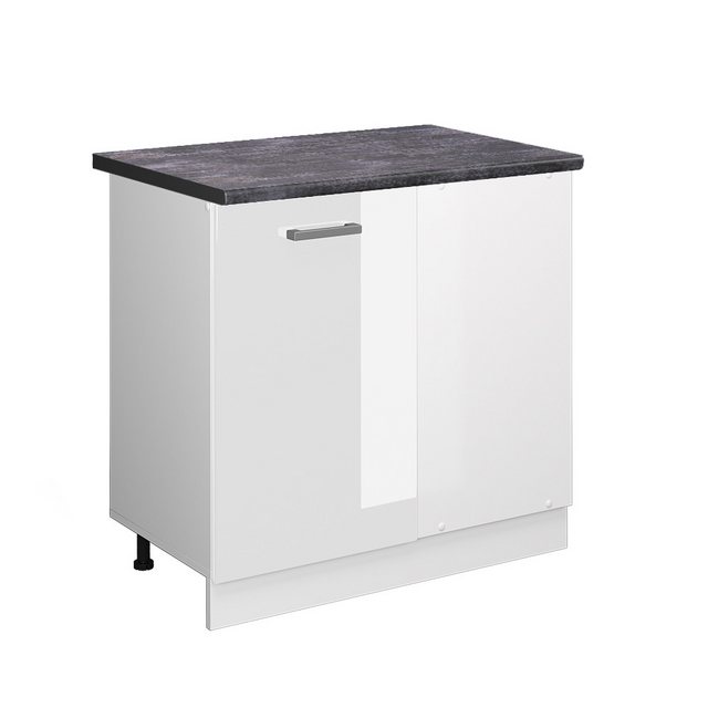 Vicco Eckunterschrank R-Line, Weiß Hochglanz/Weiß, 86 cm, AP Eiche günstig online kaufen