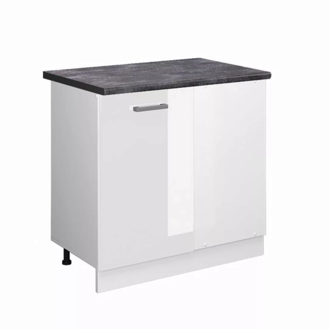 Vicco Eckunterschrank R-Line, Weiß Hochglanz/Weiß, 86 cm, AP Eiche günstig online kaufen