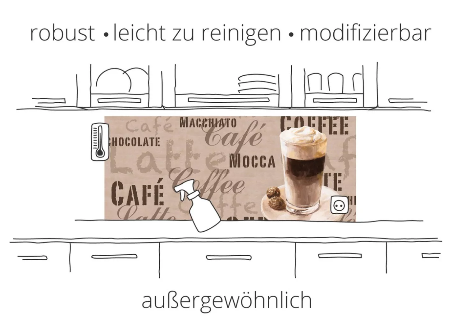 Artland Küchenrückwand "Kaffee. Designelemente auf einer Tafel", (1 tlg.), günstig online kaufen