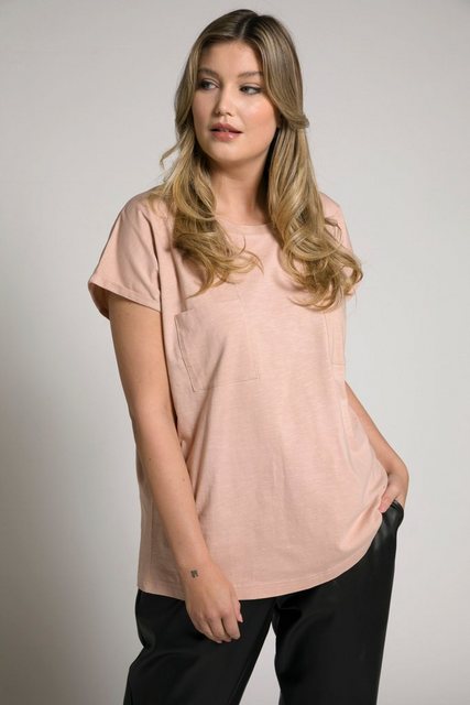 Ulla Popken Rundhalsshirt T-Shirt Flammjersey Oversized Rundhals Halbarm günstig online kaufen