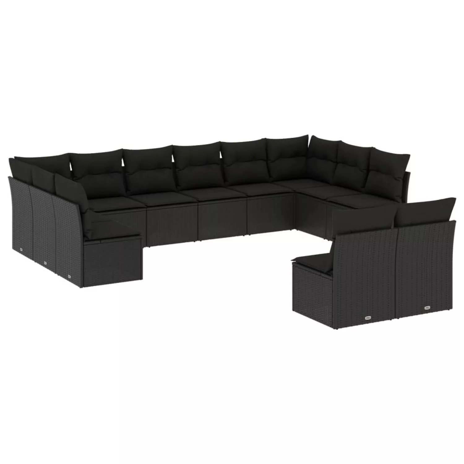 vidaXL 12-tlg Garten-Sofagarnitur mit Kissen Schwarz Poly Rattan Modell 5 günstig online kaufen