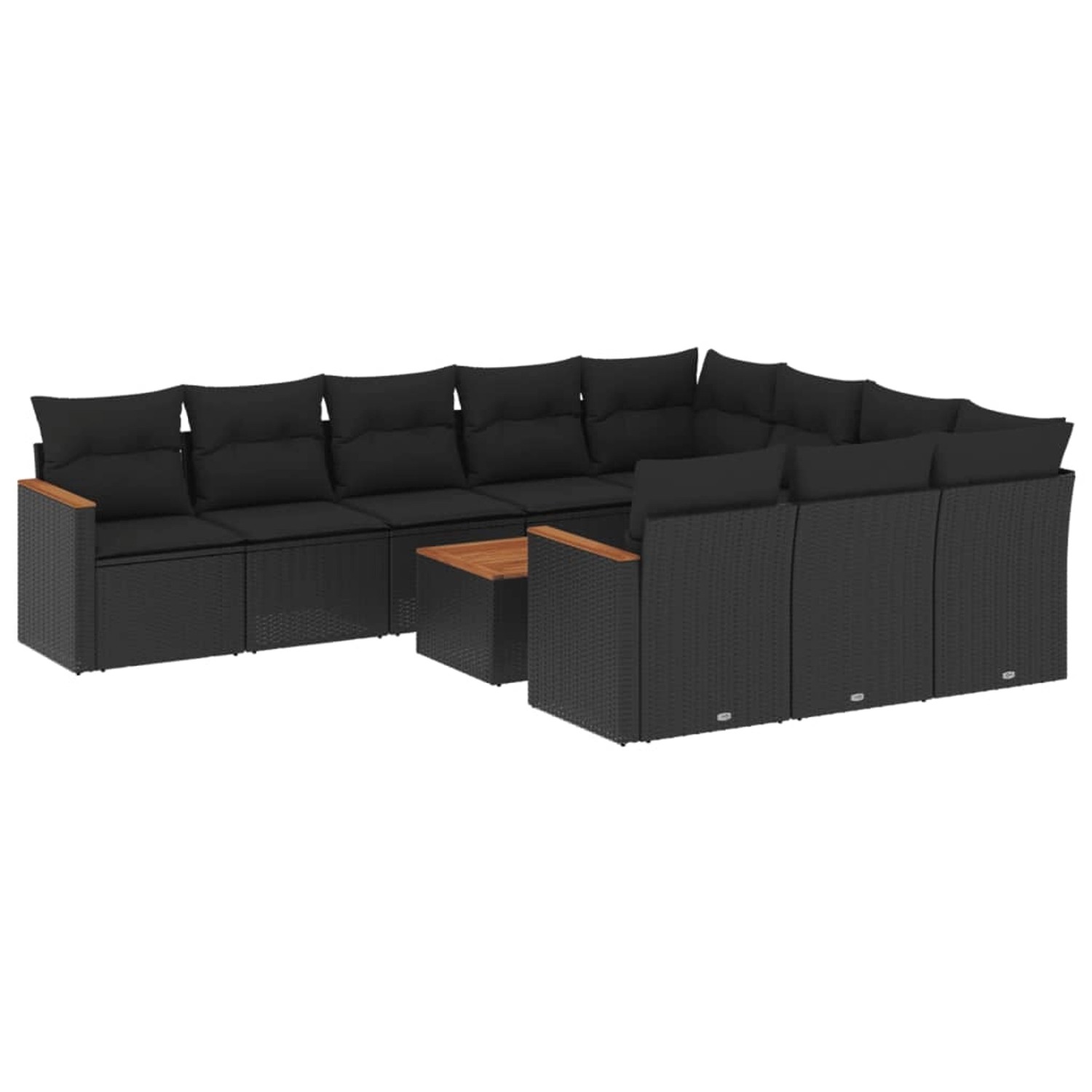 vidaXL 11-tlg Garten-Sofagarnitur mit Kissen Schwarz Poly Rattan Modell 128 günstig online kaufen