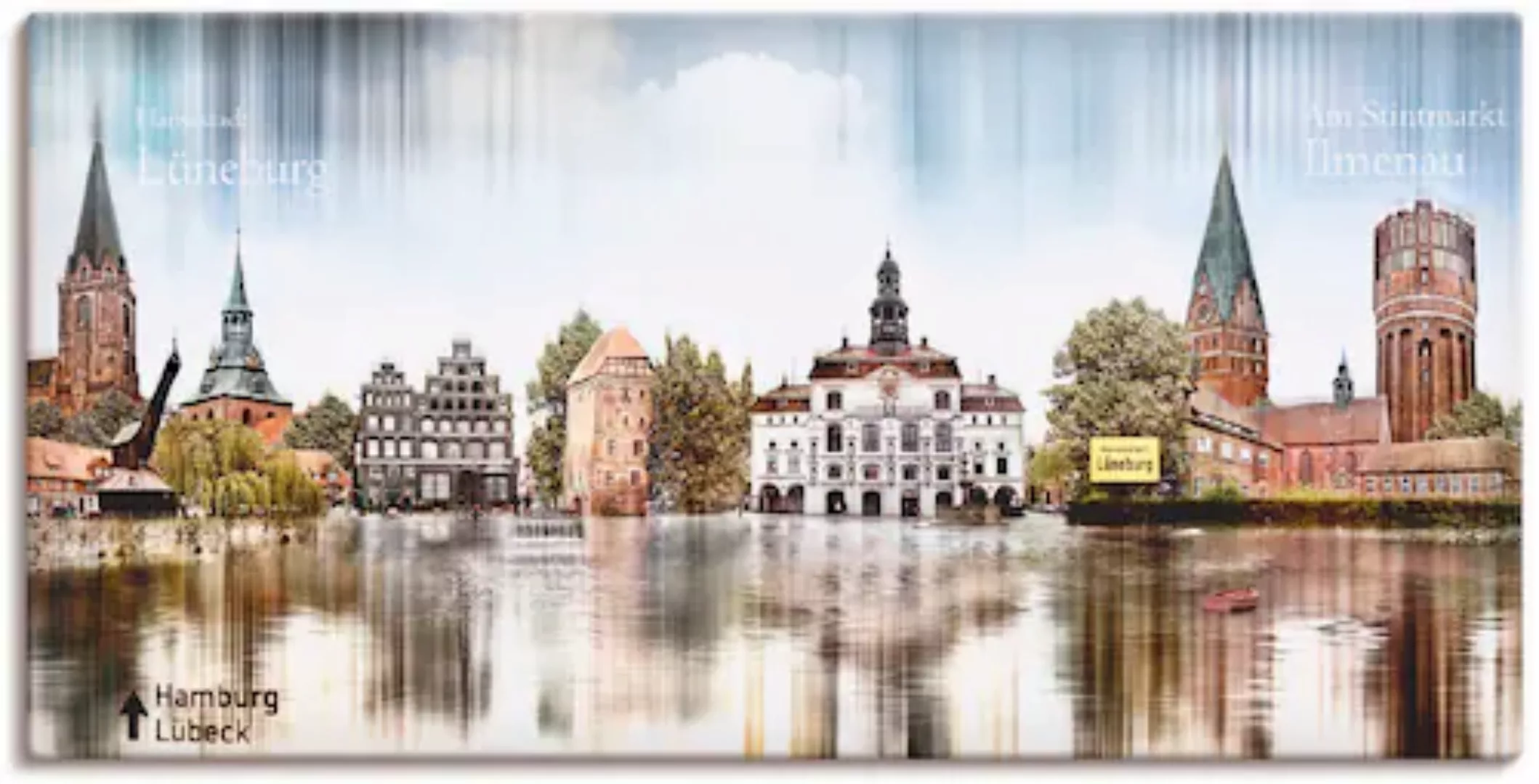 Artland Leinwandbild "Lüneburg Skyline Abstrakte Collage", Deutschland, (1 günstig online kaufen