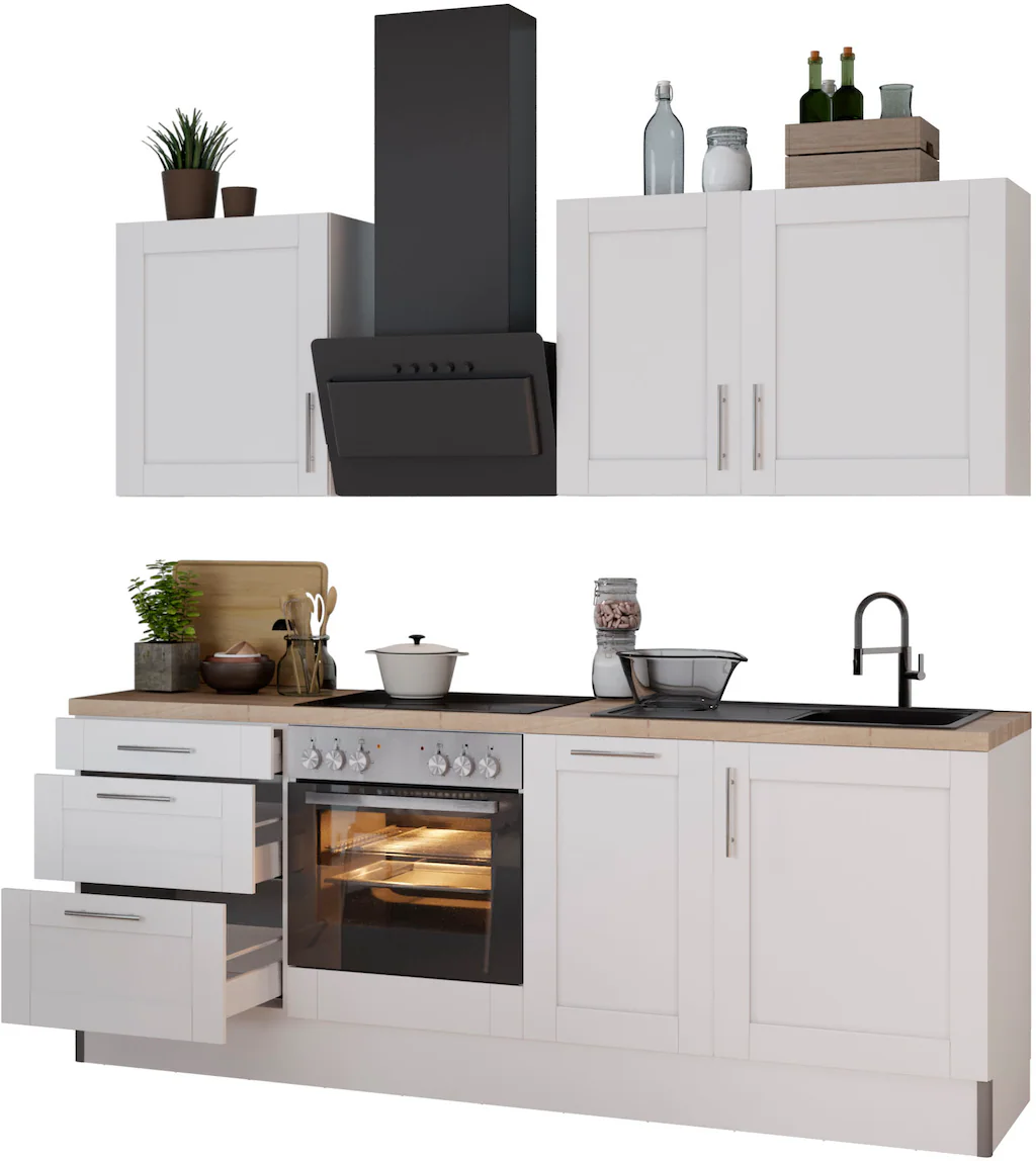 KOCHSTATION Küche "KS-Ahus", Breite 225 cm,wahlweise mit E-Geräten,MDF Fron günstig online kaufen
