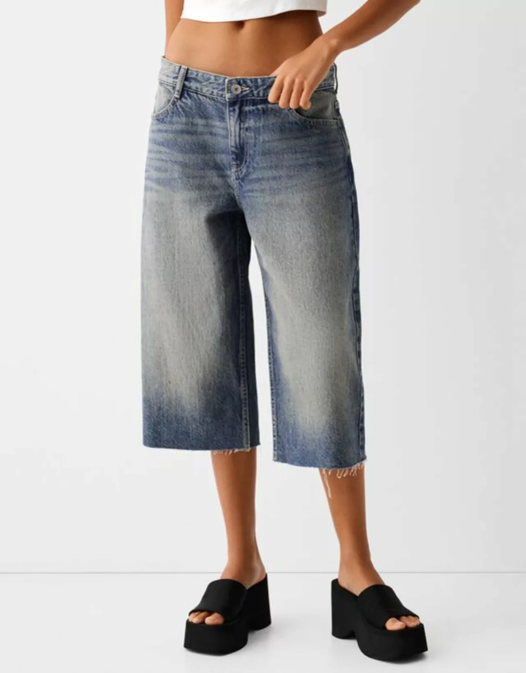 Bershka Bermudas Aus Jeans Denim Damen 34 Blau günstig online kaufen