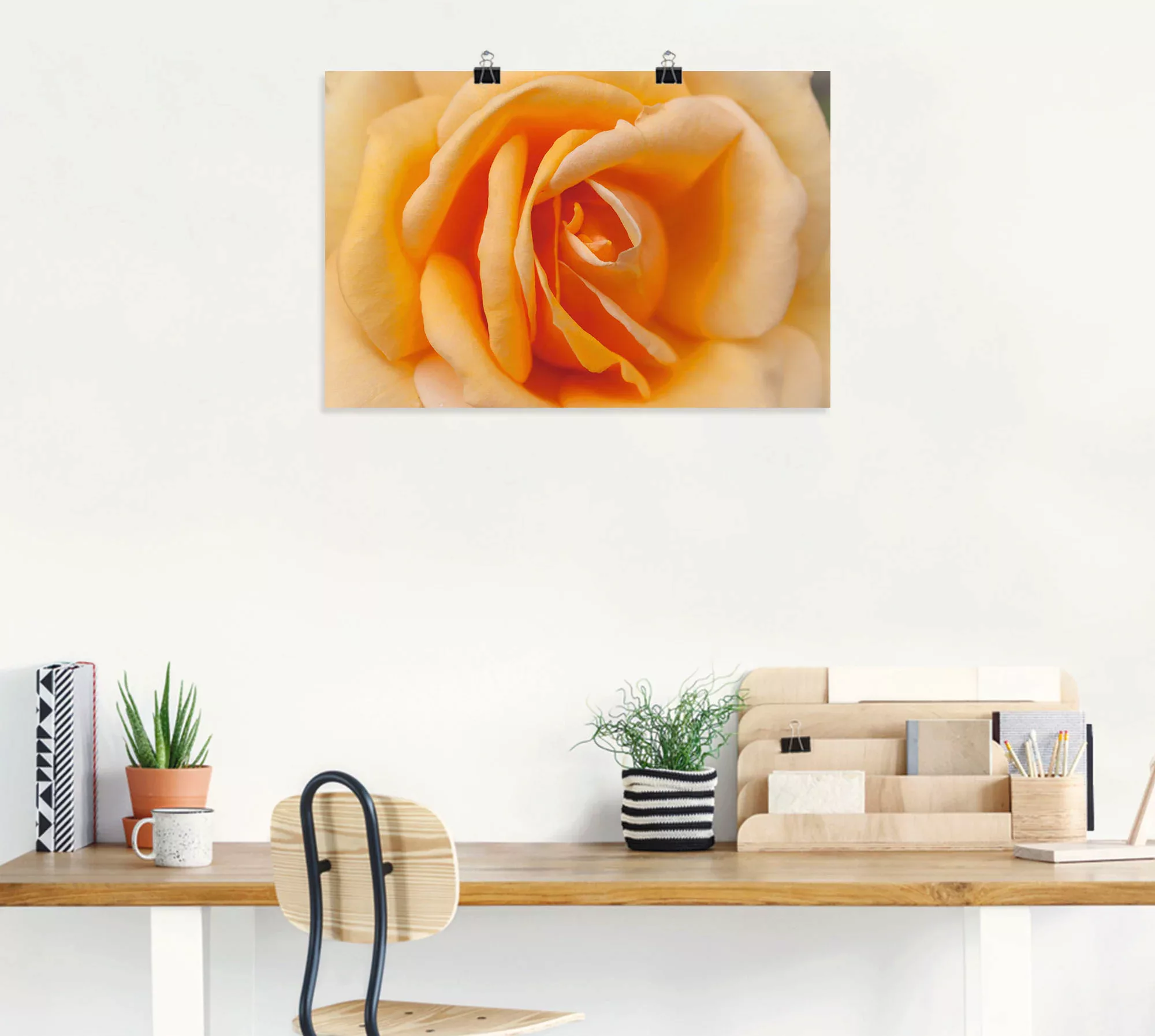 Artland Wandbild "Zarte Rose in Orange", Blumenbilder, (1 St.), als Leinwan günstig online kaufen