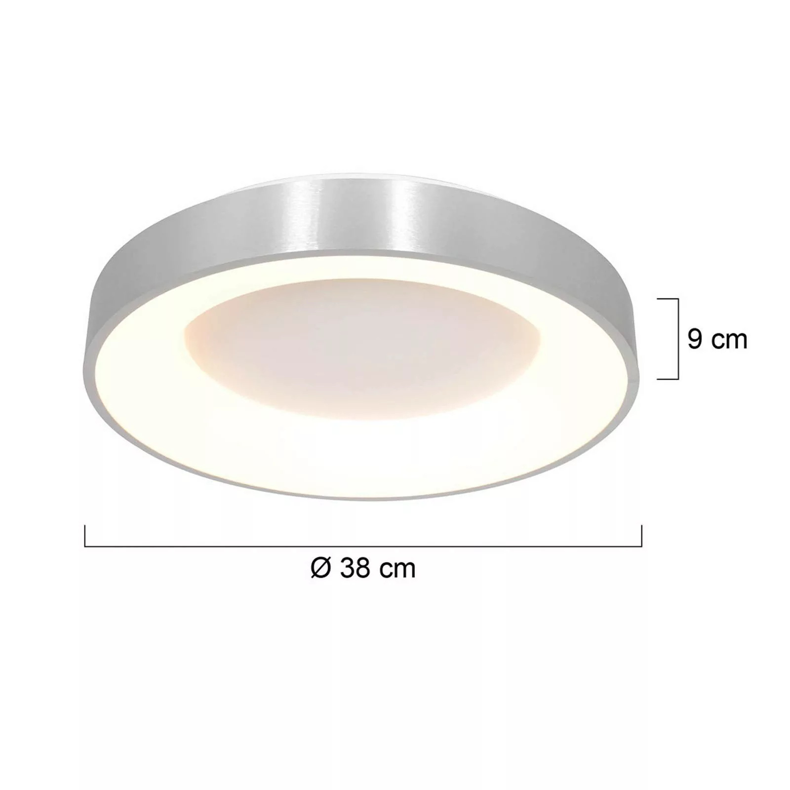 LED-Deckenleuchte Ringlede, 2.700 K Ø 38 cm silber günstig online kaufen