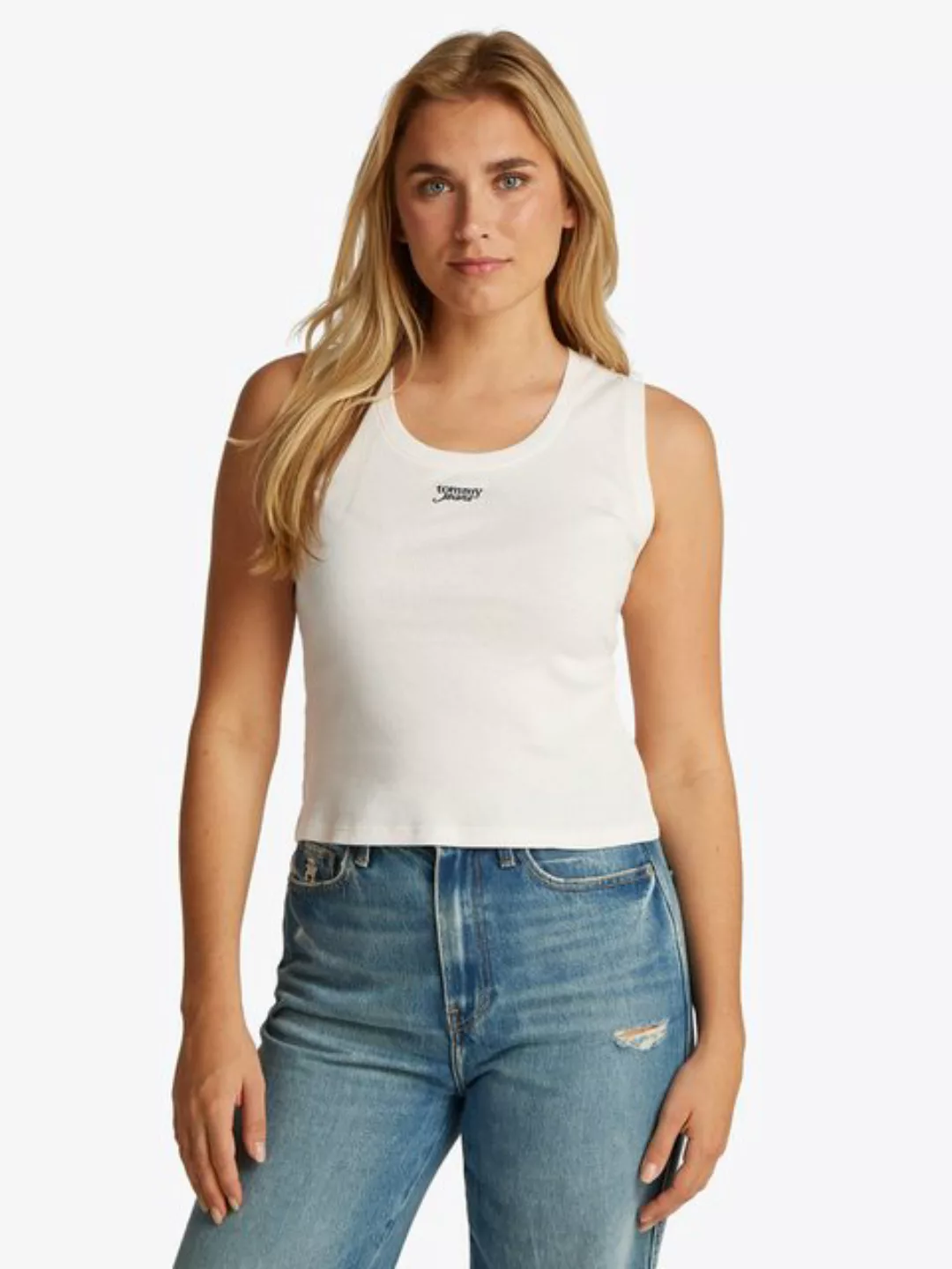 Tommy Jeans Tanktop "TJW SLIM SCRIPT RIB TANK TOP", mit Logostickerei günstig online kaufen