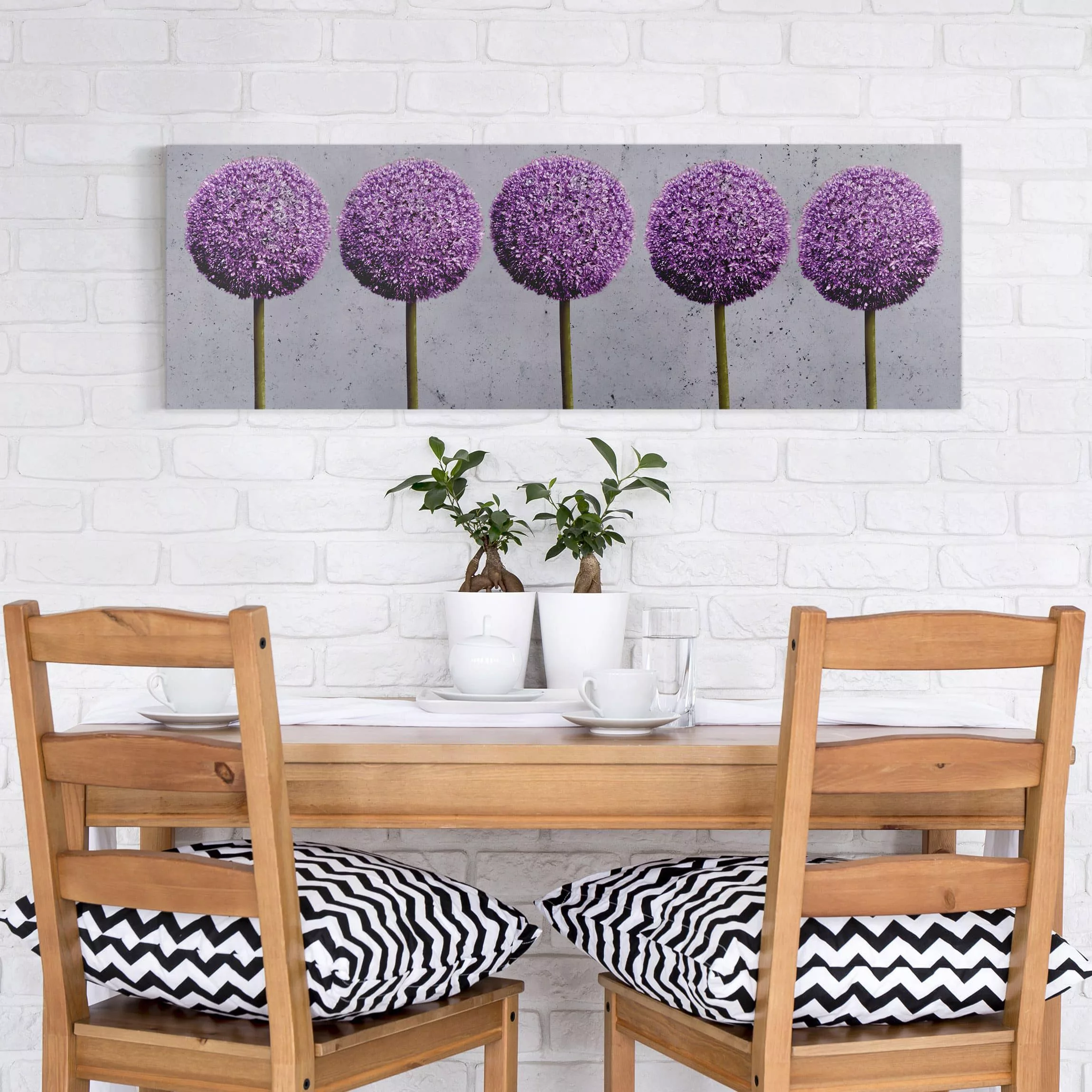 Leinwandbild - Panorama Allium Kugel-Blüten günstig online kaufen