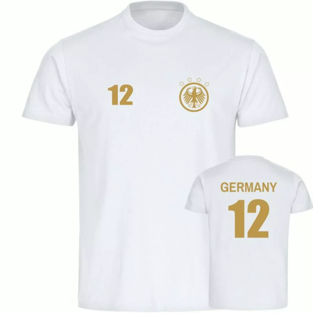 multifanshop T-Shirt Herren Germany - Adler Retro Trikot 12 Gold - Männer günstig online kaufen
