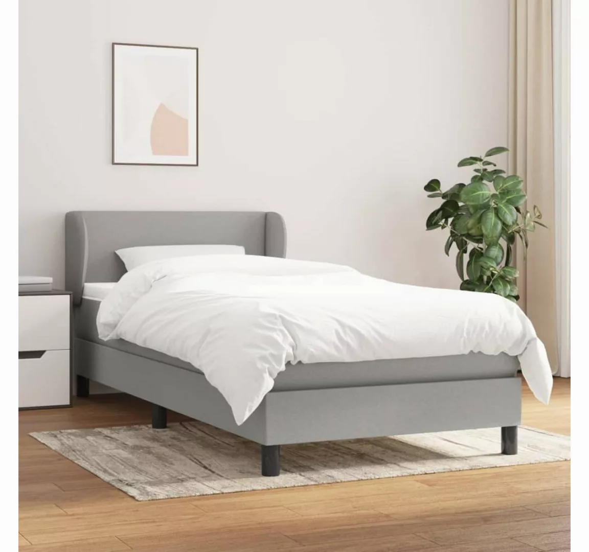 furnicato Bett Boxspringbett mit Matratze Hellgrau 90x190 cm Stoff günstig online kaufen