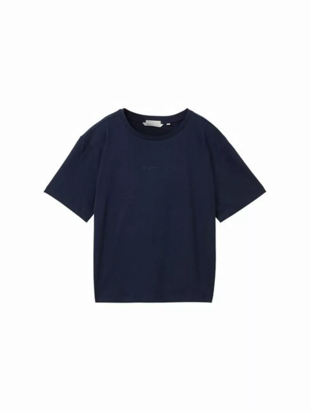 TOM TAILOR Denim Kurzarmshirt, Basic T-Shirt mit Rundhalsausschnitt und Log günstig online kaufen