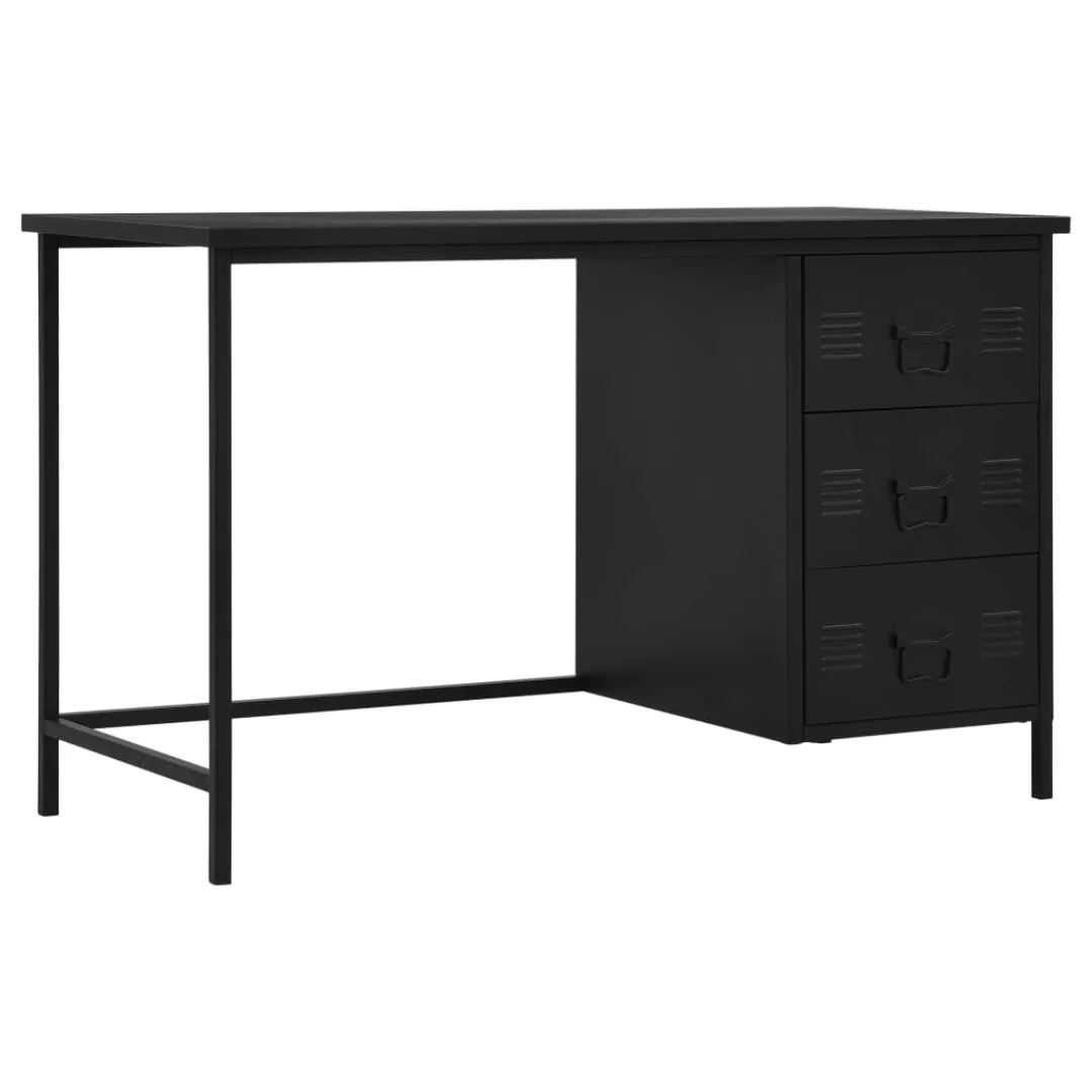 Schreibtisch Schubladen Industriell Schwarz 120x55x75cm Stahl günstig online kaufen