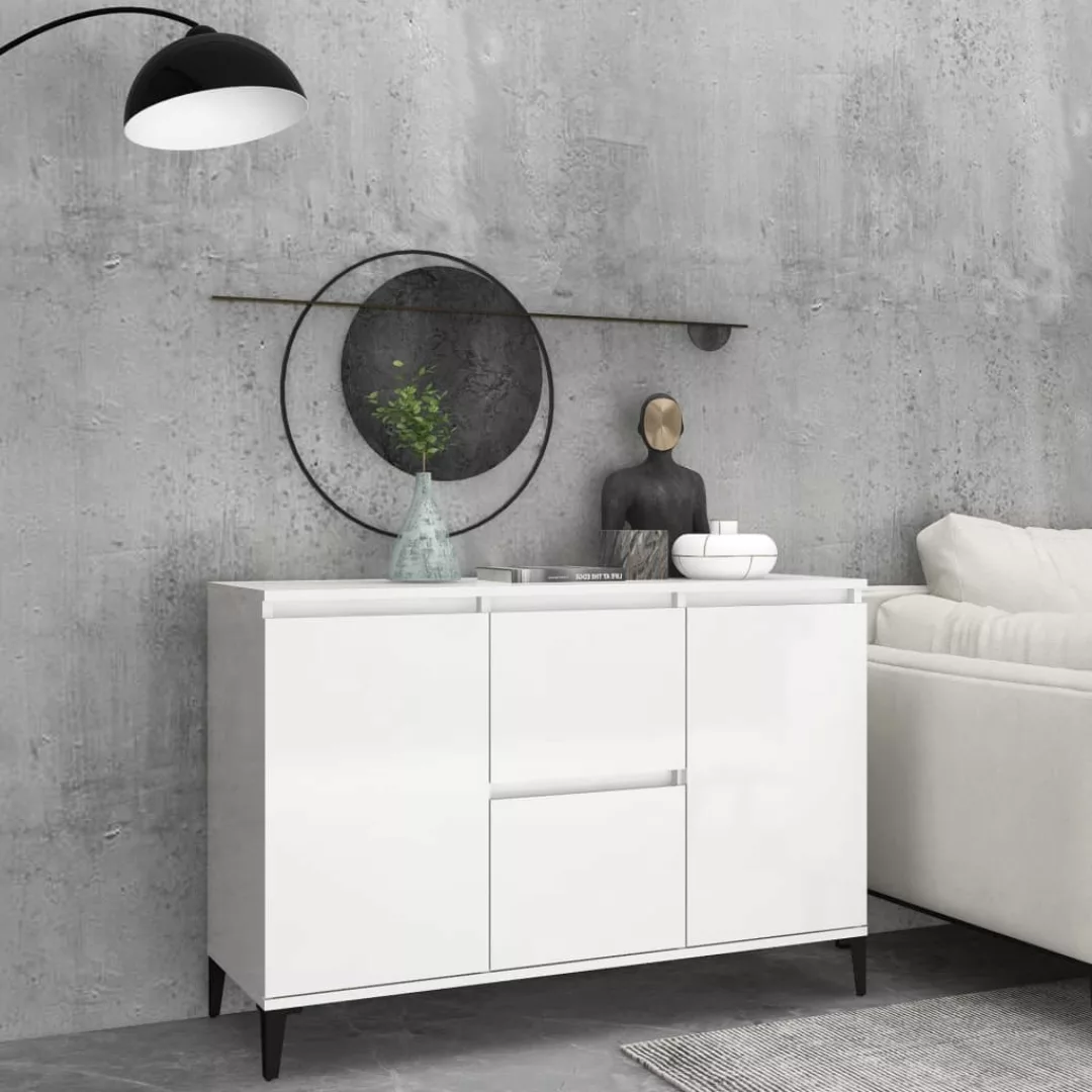 Sideboard Hochglanz-weiß 104x35x70 Cm Spanplatte günstig online kaufen