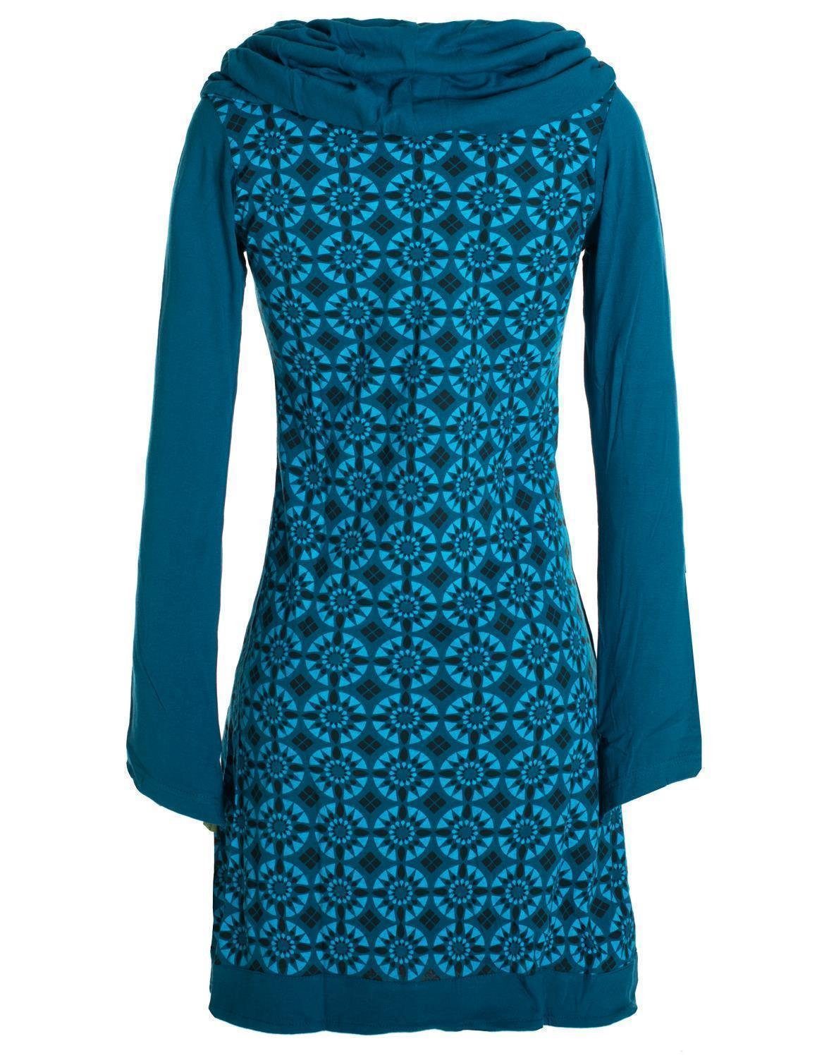 Vishes Jerseykleid Langarm Kleid Schalkragen Bedruckt günstig online kaufen